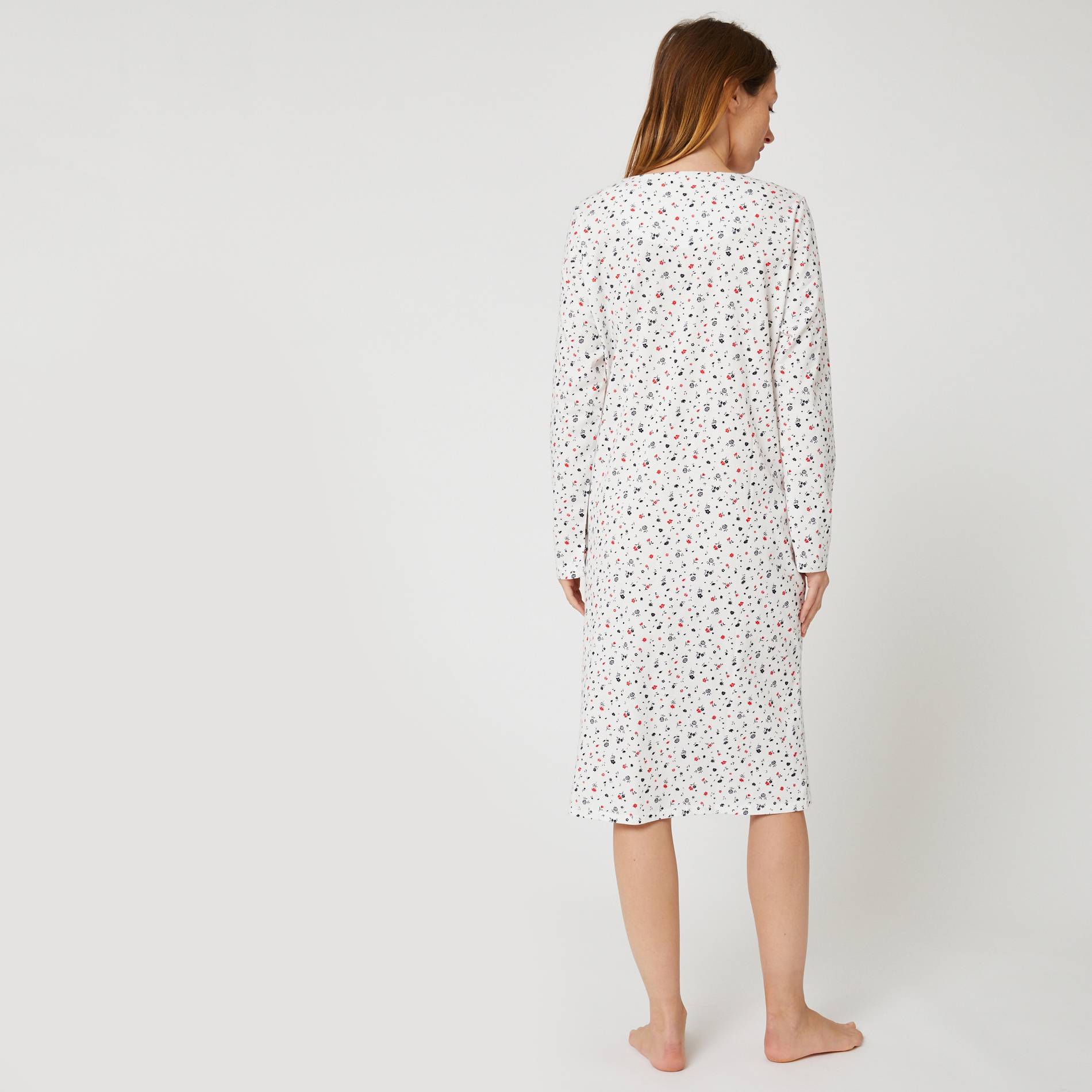 Chemise de nuit imprimée en coton BIO, Blanc, large image number 1
