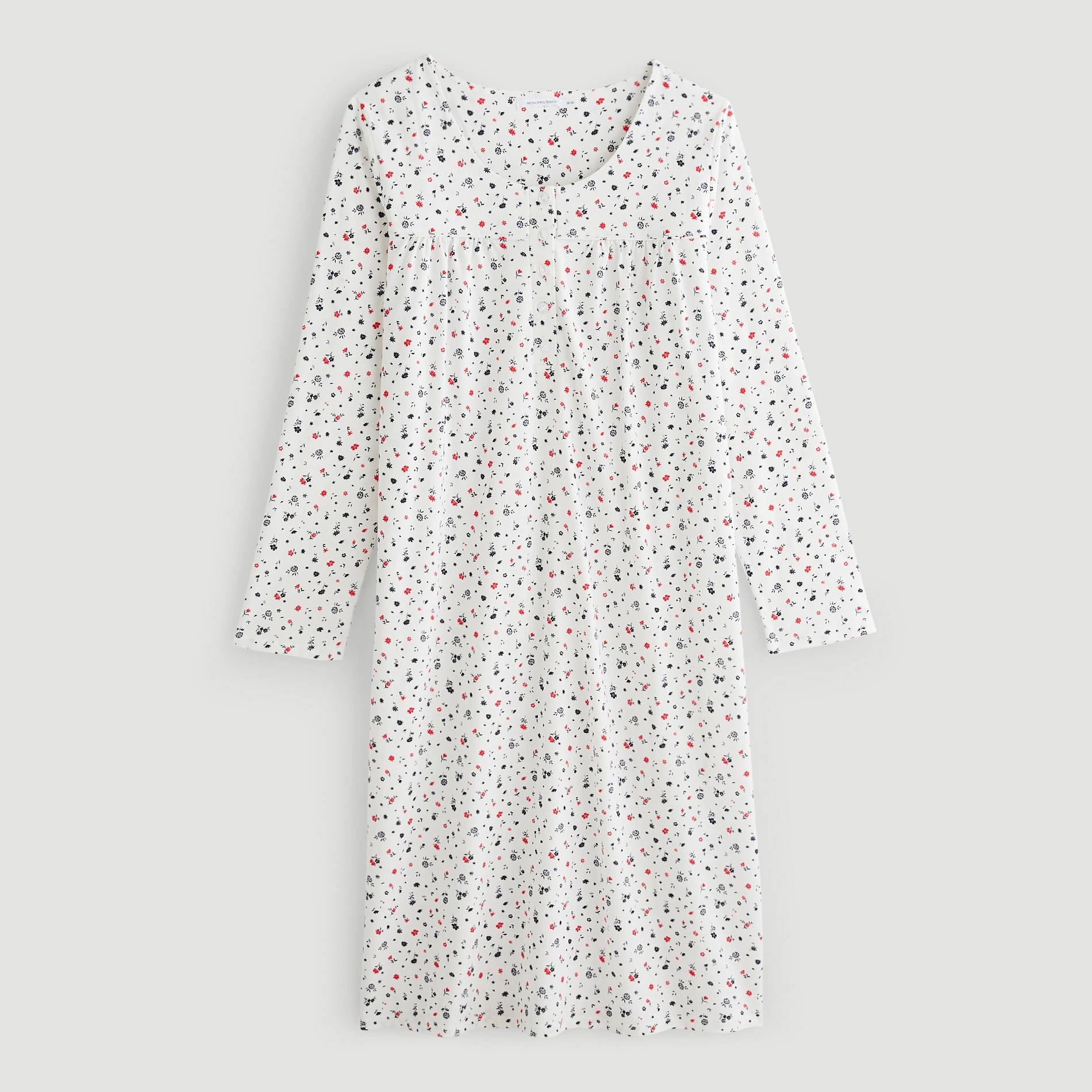 Chemise de nuit imprimée en coton BIO, Blanc, large image number 2.0