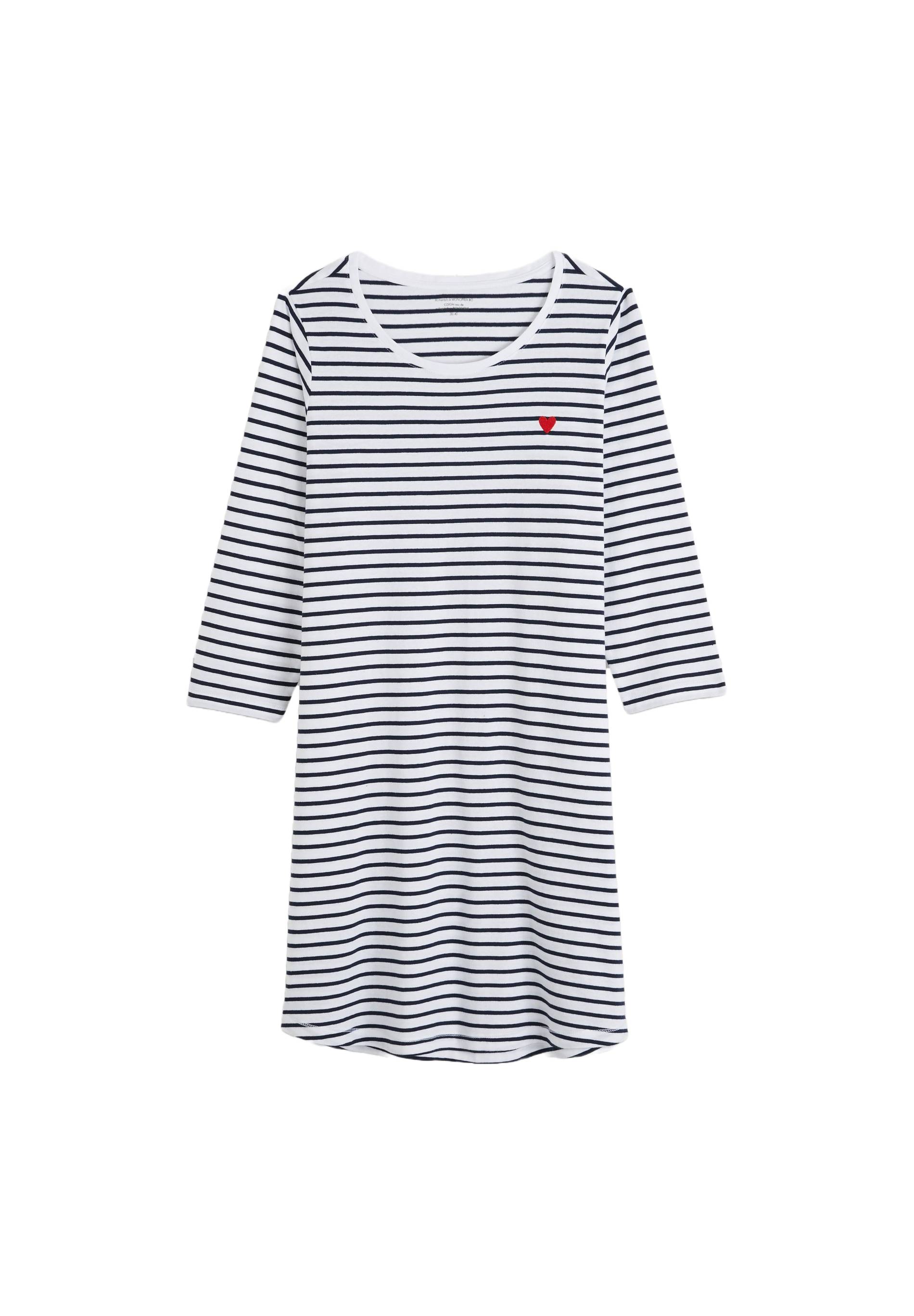 Chemise de nuit marini&egrave;re avec broderie coeur en coton, Bio, Blanc, large image number 5.0