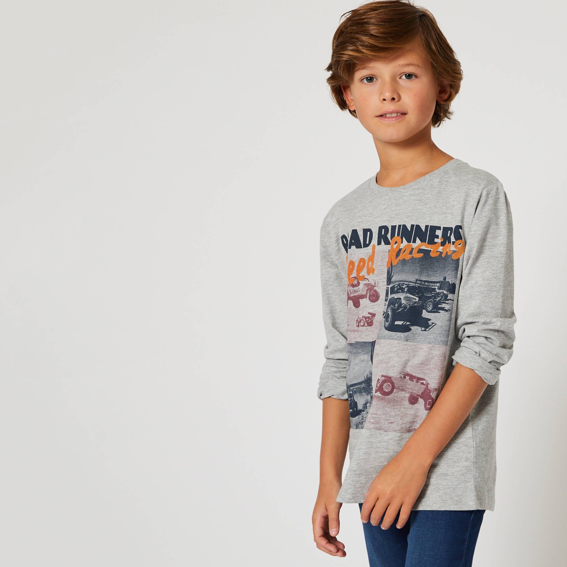 T-shirt manches longues imprime, Gris clair, large image number 0