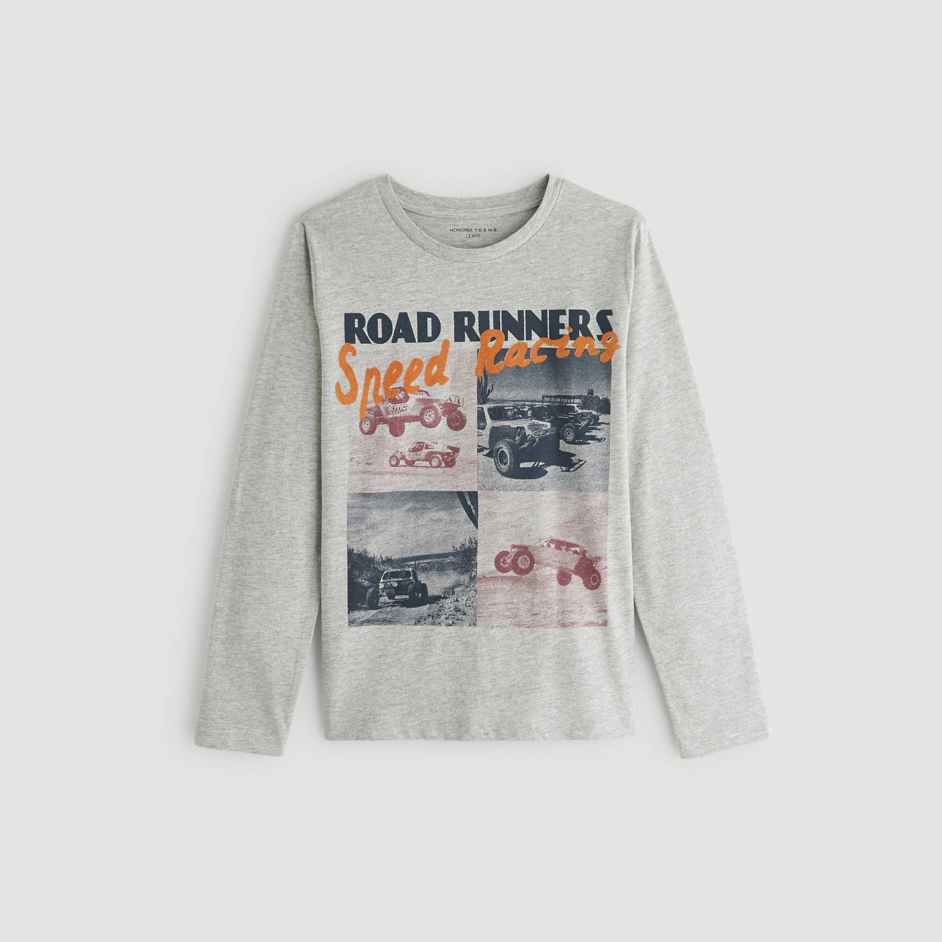 T-shirt manches longues imprime, Gris clair, large image number 1