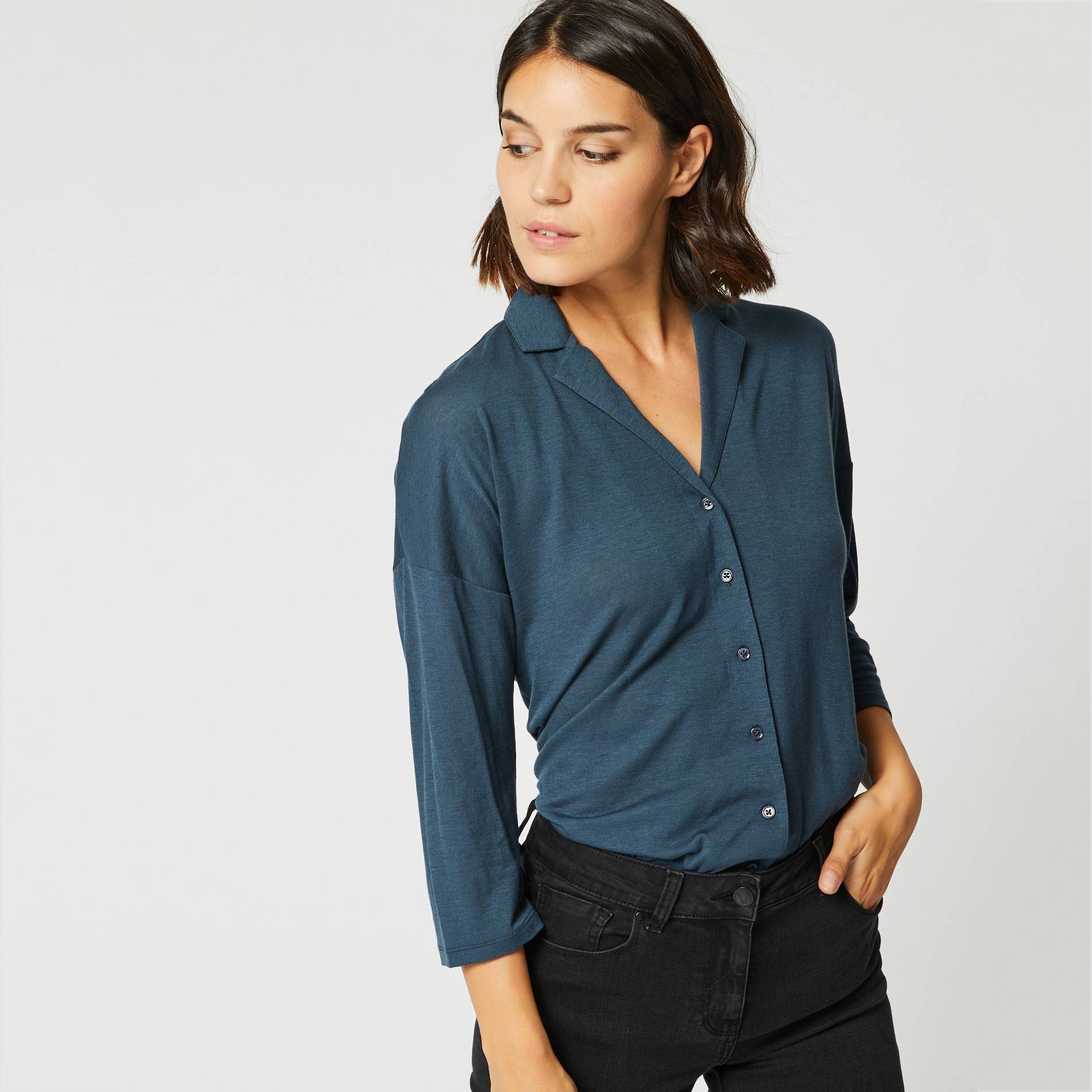 Chemise maille contenant de la laine, Bleu marine, large image number 0.0
