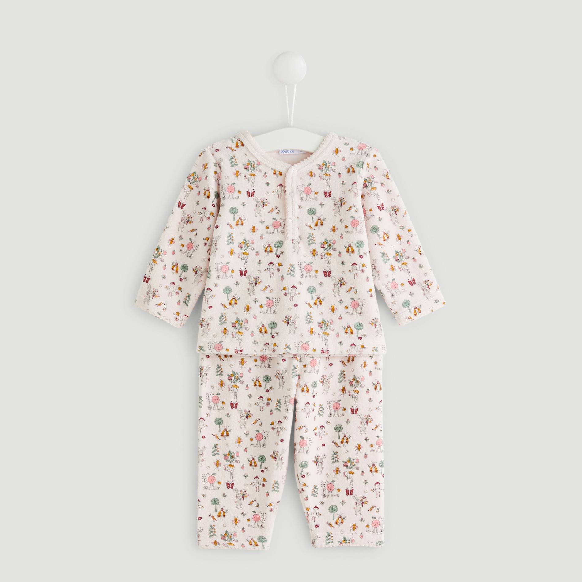 Pyjama en velours imprime, Rose pâle, large image number 0