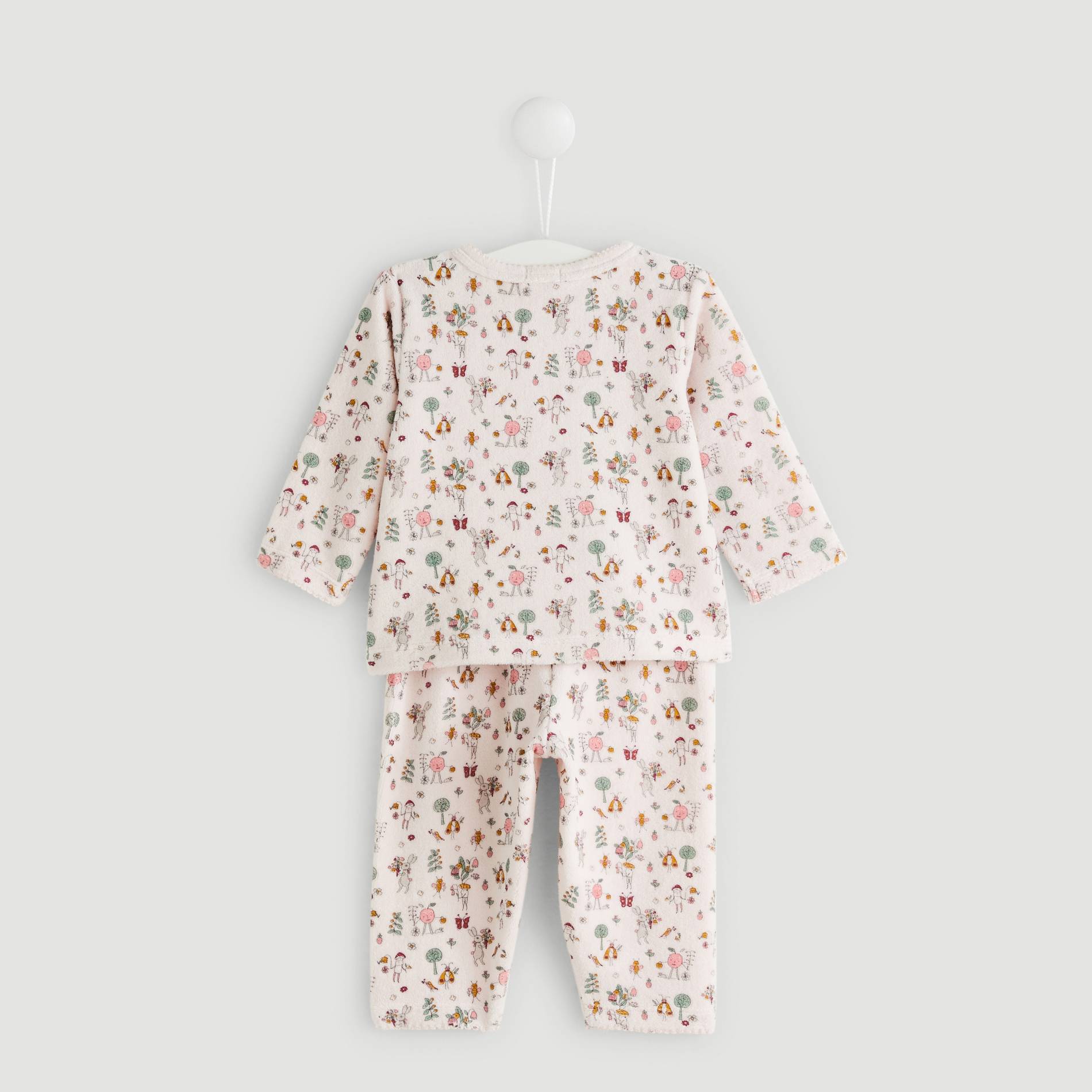 Pyjama en velours imprime, Rose pâle, large image number 1.0