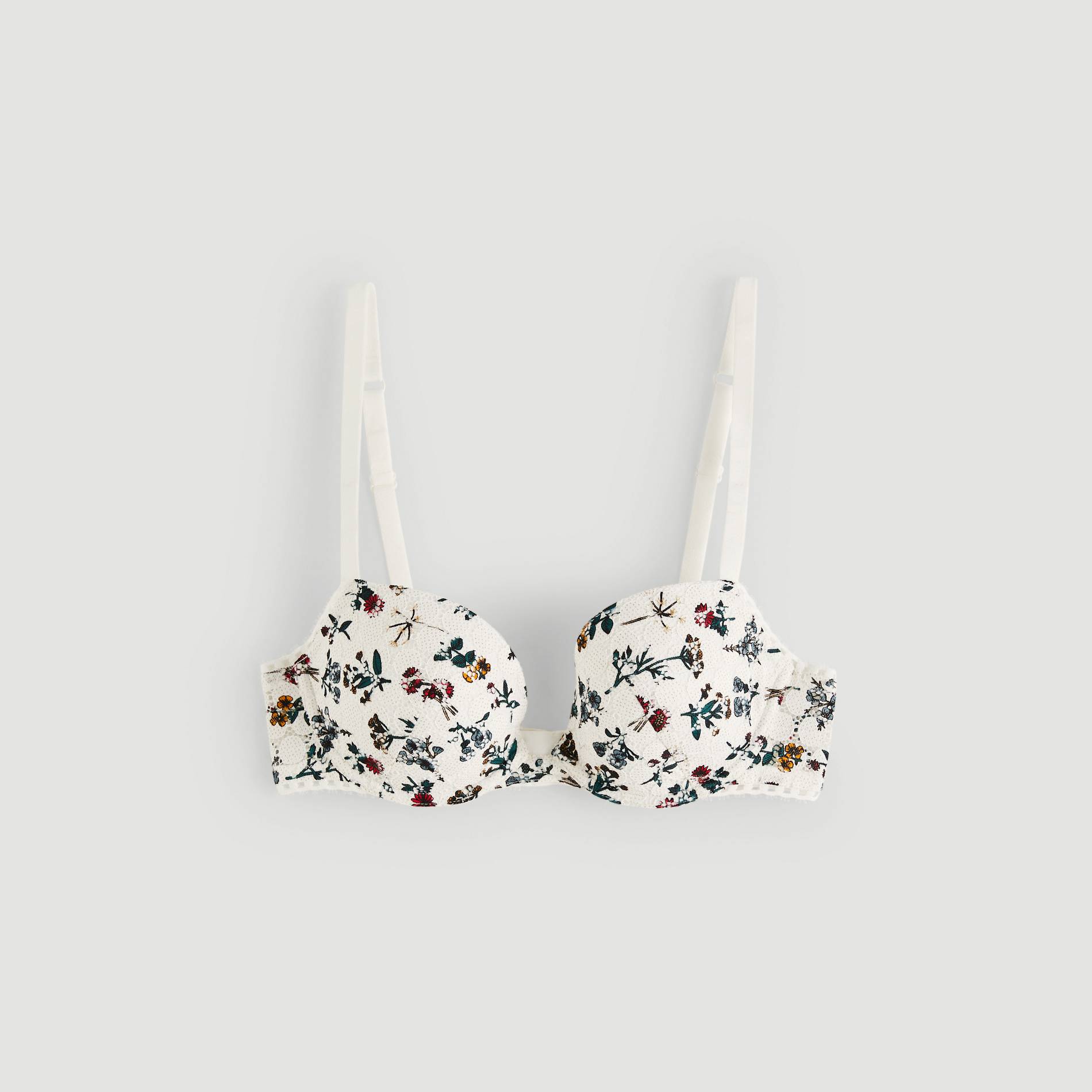 Soutien-gorge en dentelle et pois imprimé avec coques, Beige, large image number 2