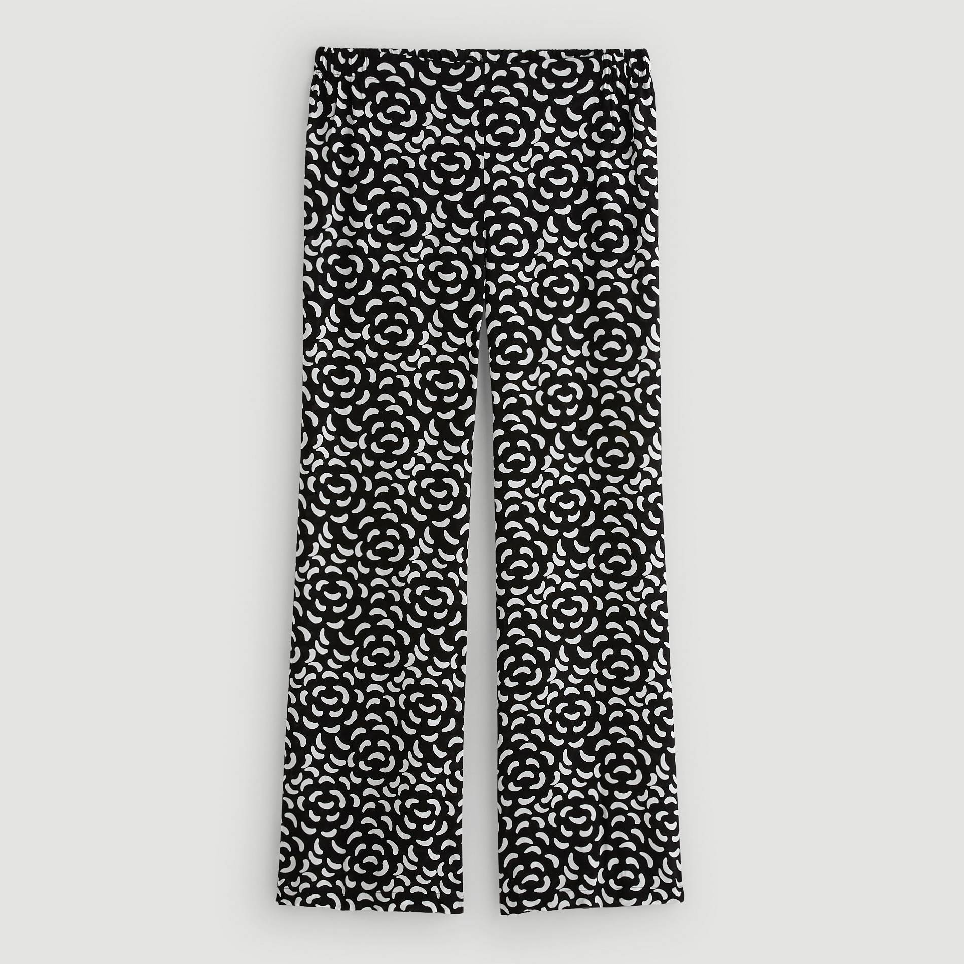 Pantalon jambe large imprimé, Noir, large image number 2.0