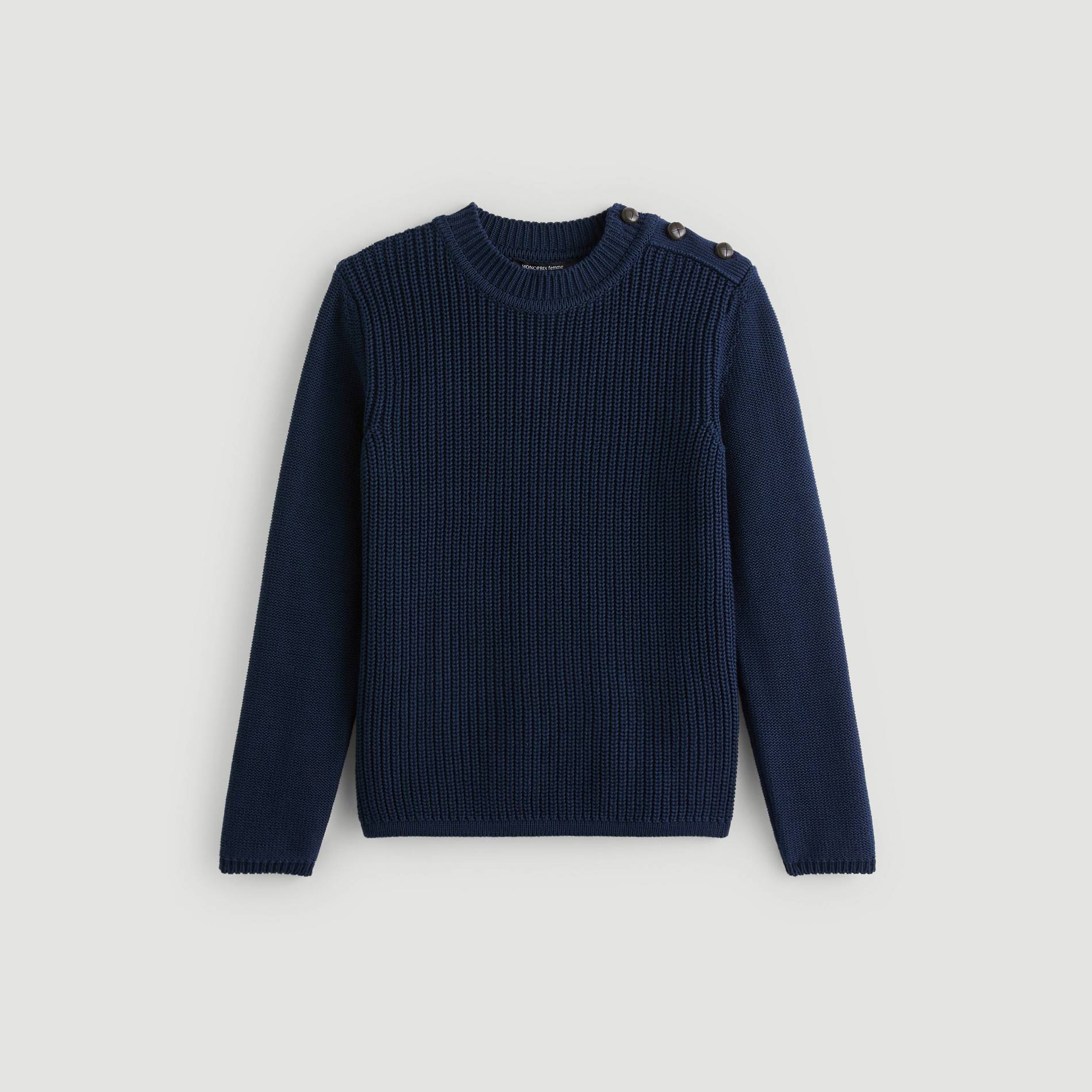 Pull manches longues, Bleu marine, large image number 2