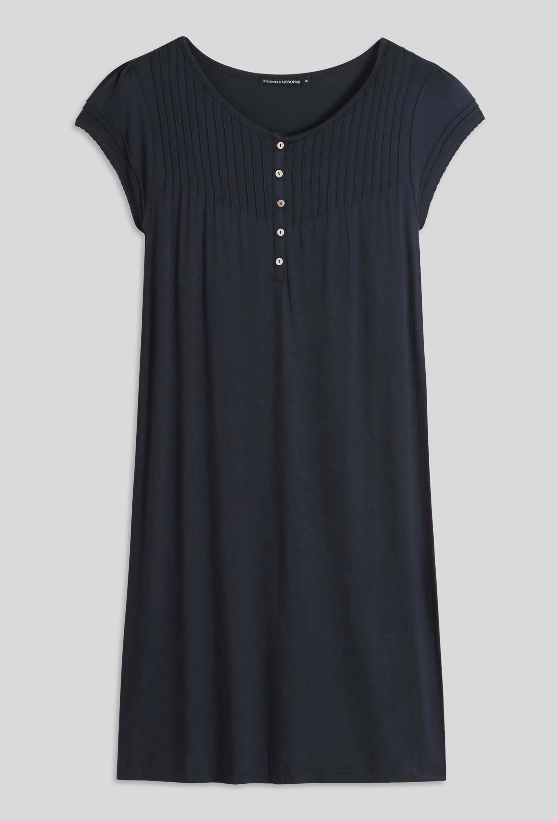 Chemise de nuit manches courtes, Ecovero, Bleu foncé, large image number 2