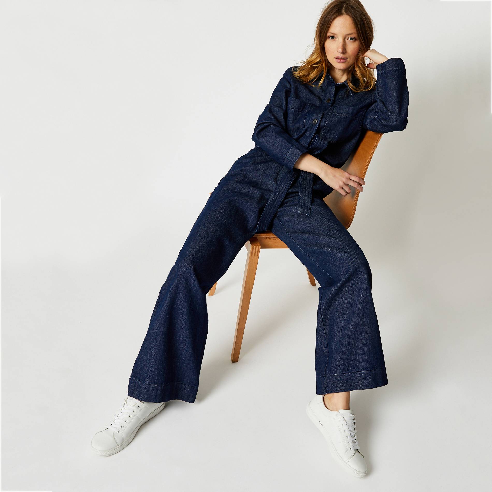 Combinaison denim manches longues, Bleu, large image number 0