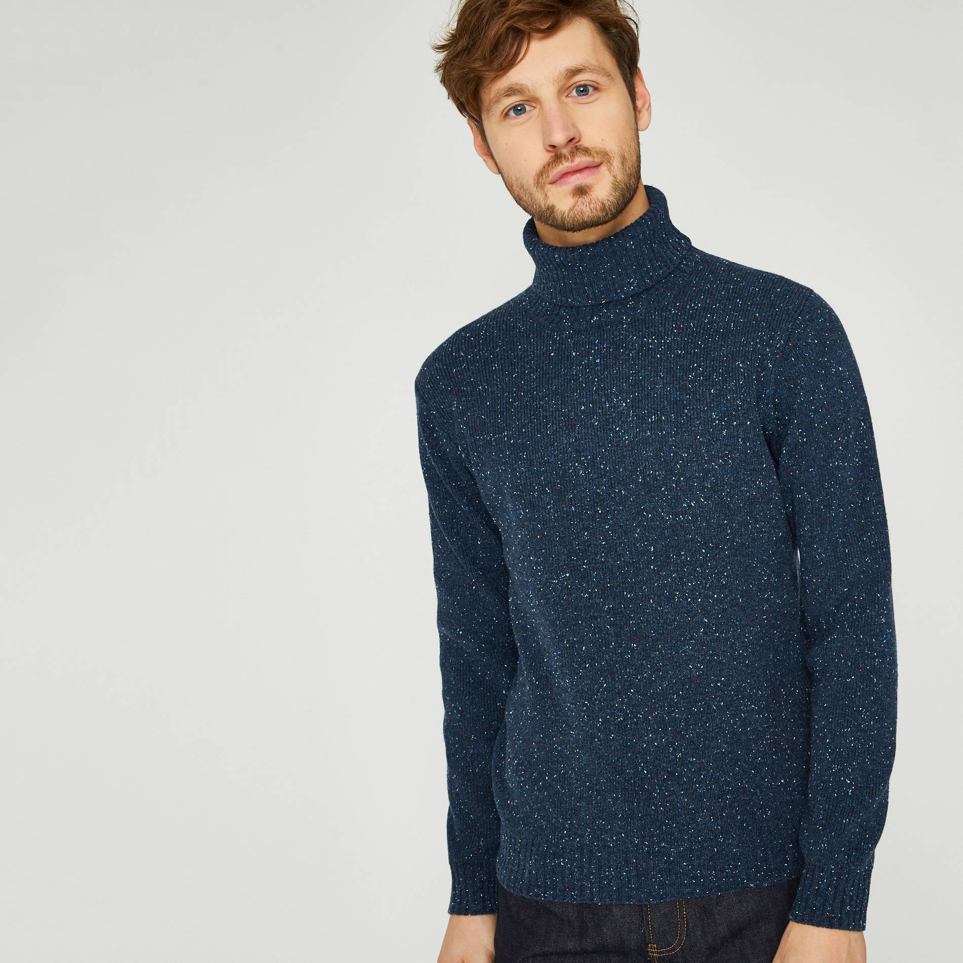 Pull chine col roule, Bleu marine, large image number 0.0