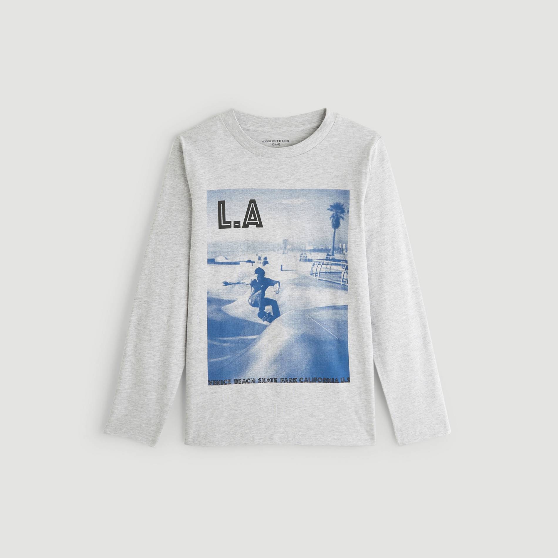 T-shirt manches longues imprime, Gris clair, large image number 1.0