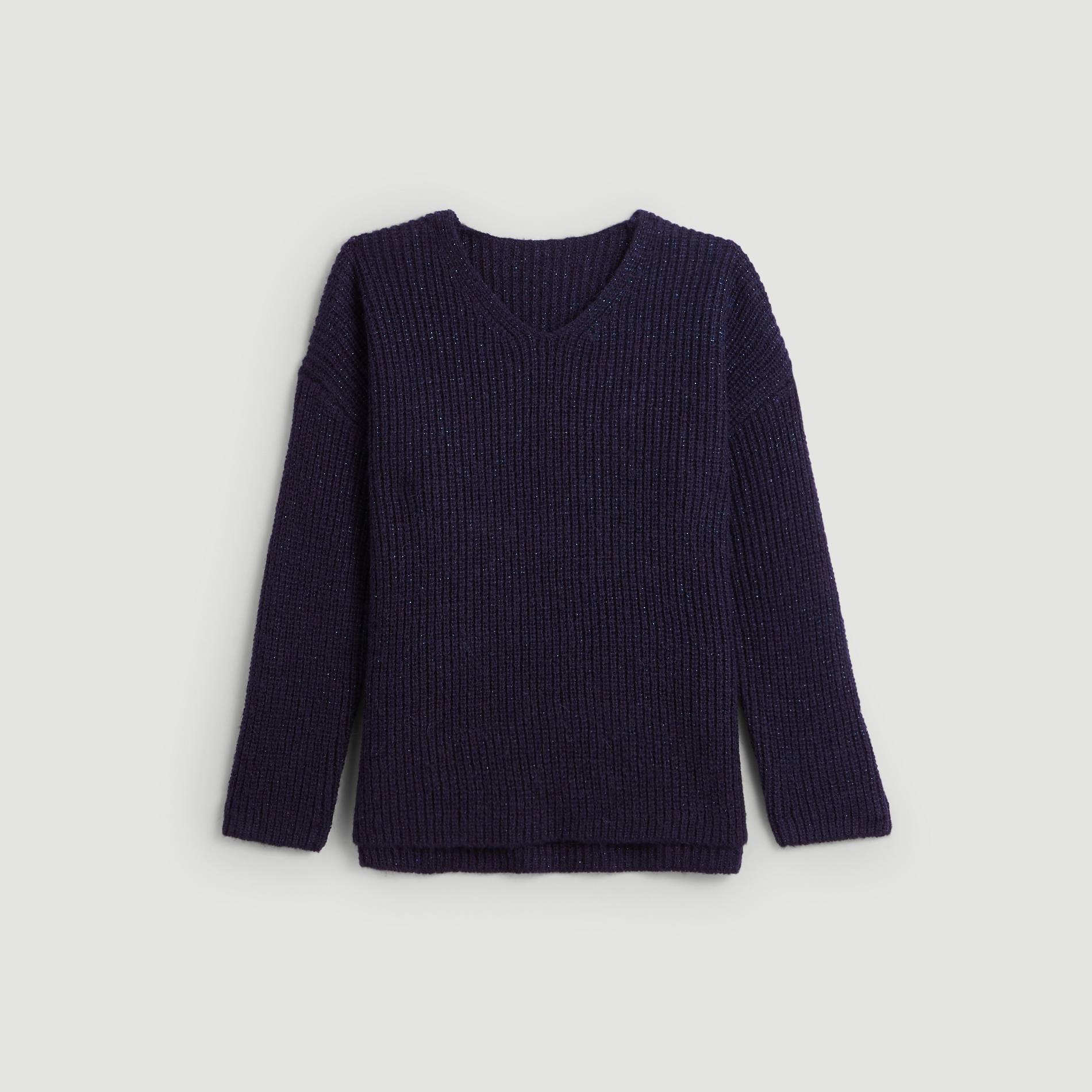 Pull col V, Bleu marine, large image number 1