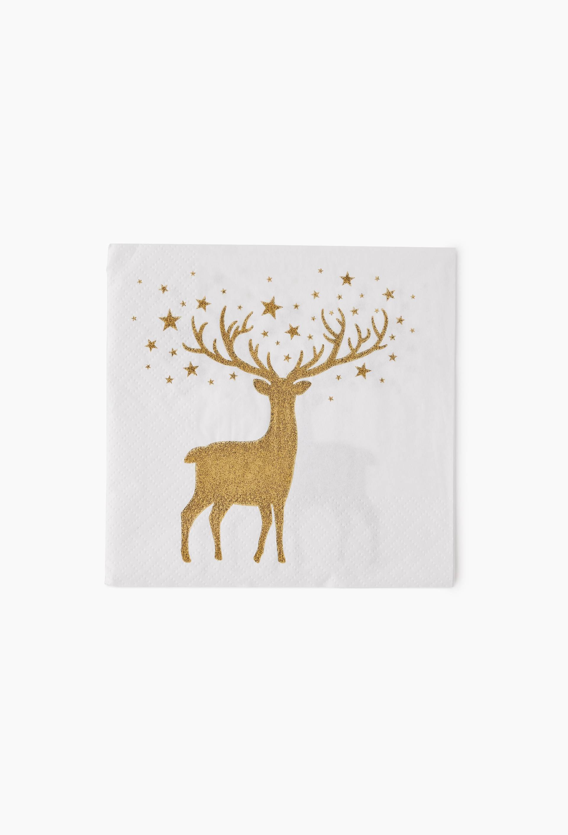 20 serviettes 33x33cm imprim&eacute; cerf, Or, large image number 0