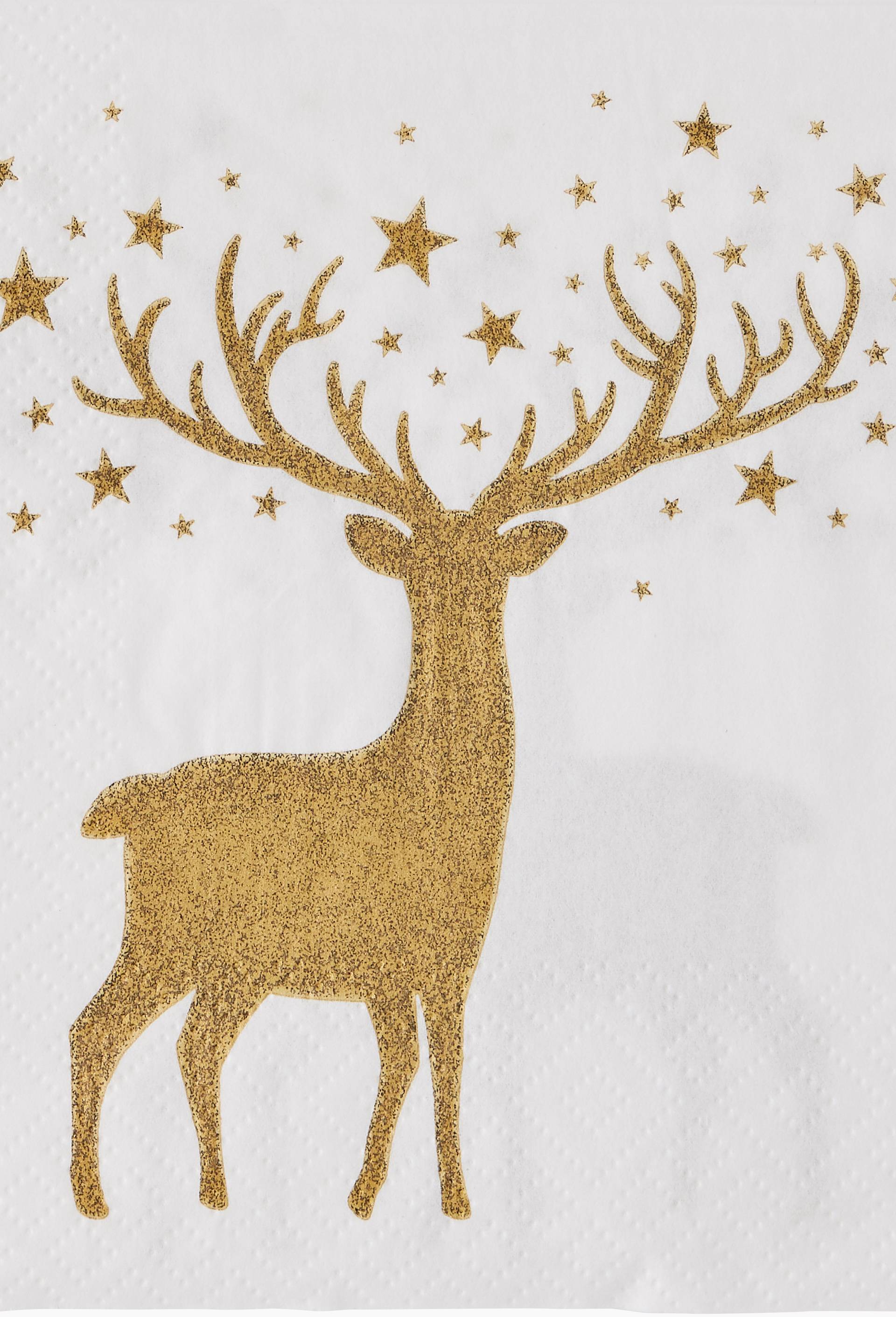 20 serviettes 33x33cm imprim&eacute; cerf, Or, large image number 1