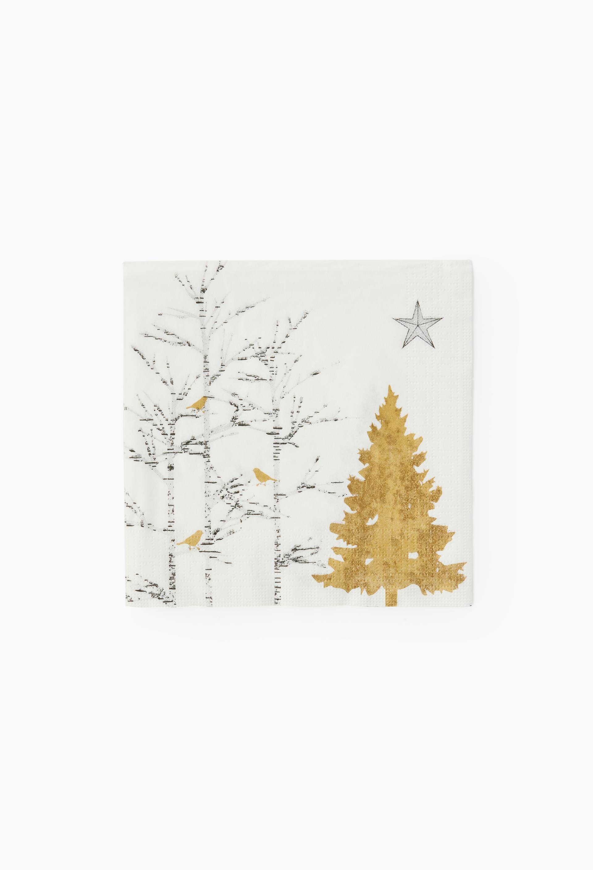 20 serviettes 33x33cm imprim&eacute; foret sapin, Or, large image number 0