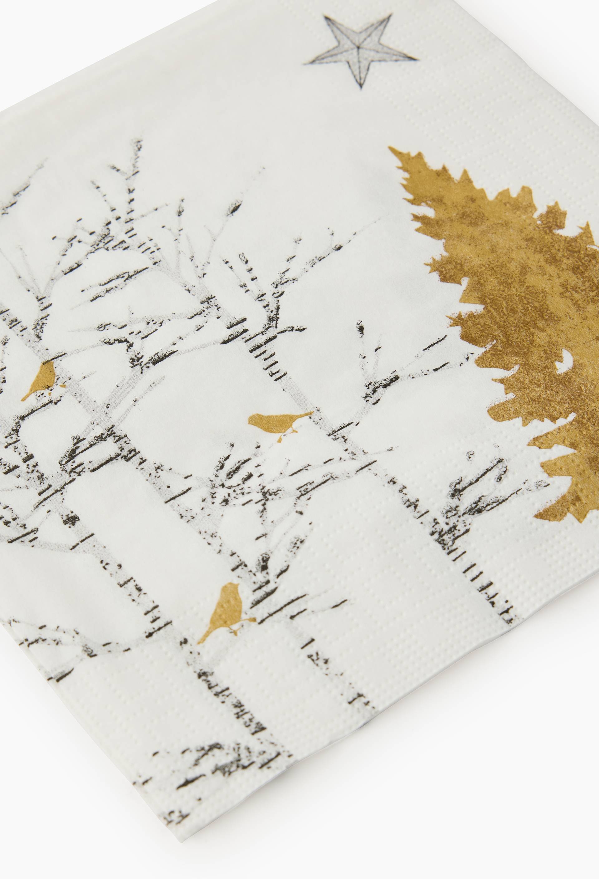 20 serviettes 33x33cm imprim&eacute; foret sapin, Or, large image number 1