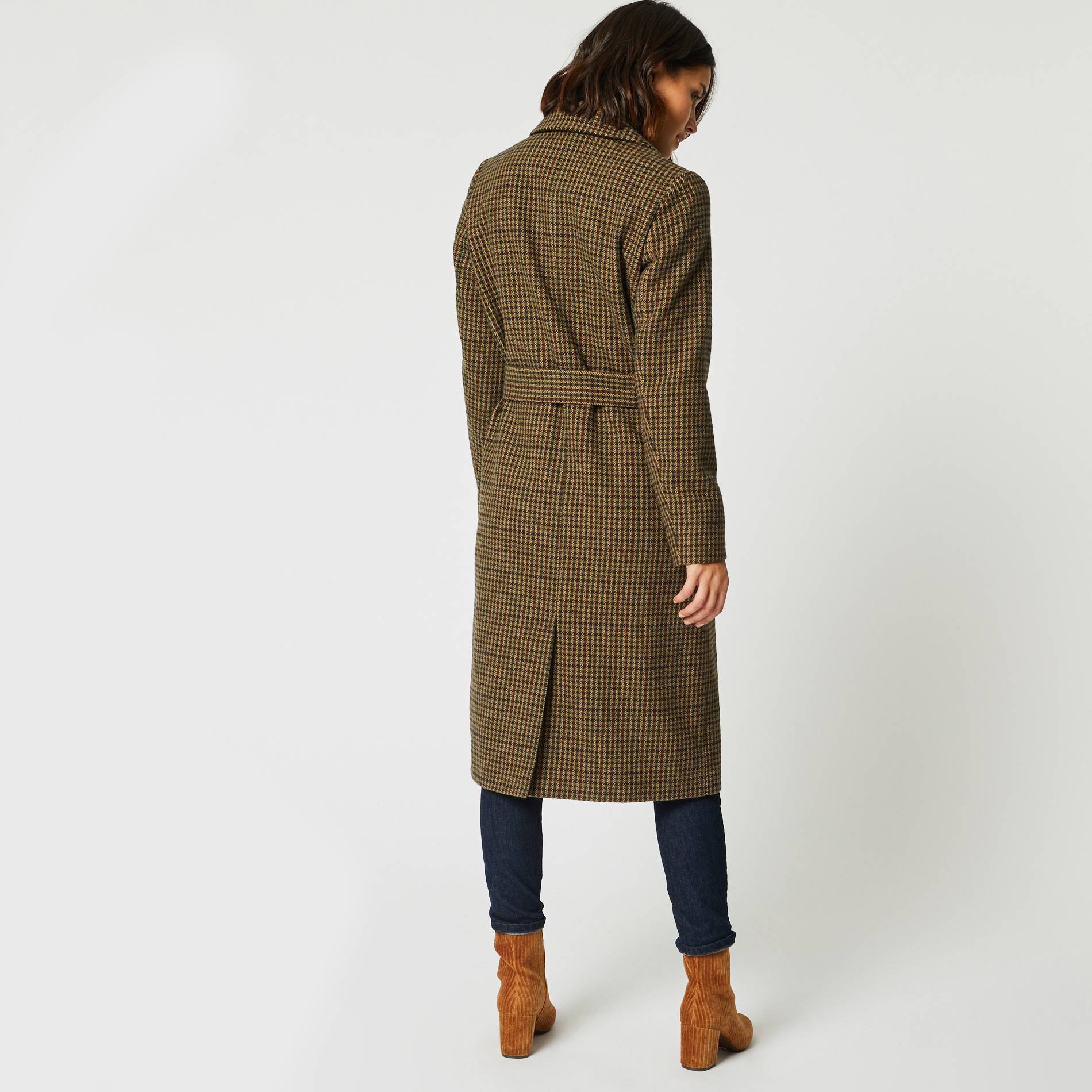 Trench long a carreaux, Kaki, large image number 1.0