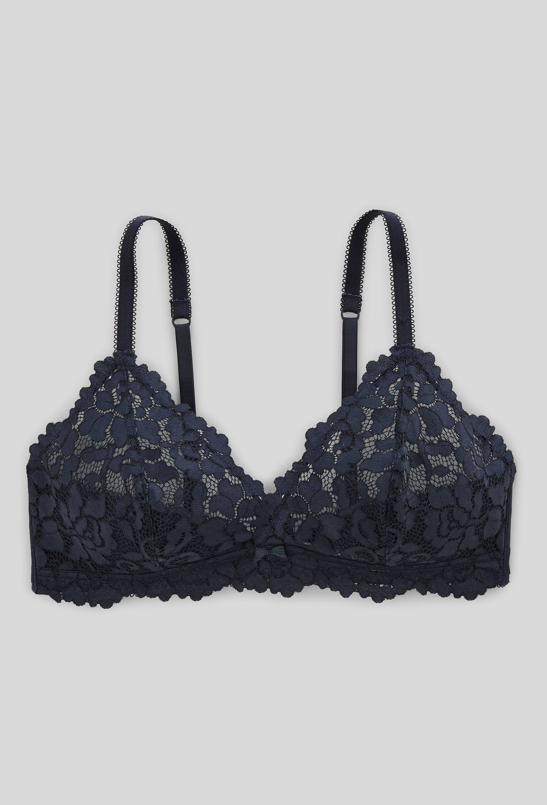 Soutien-gorge triangle CAMILLE en dentelle, Bleu fonc&eacute;, large image number 2