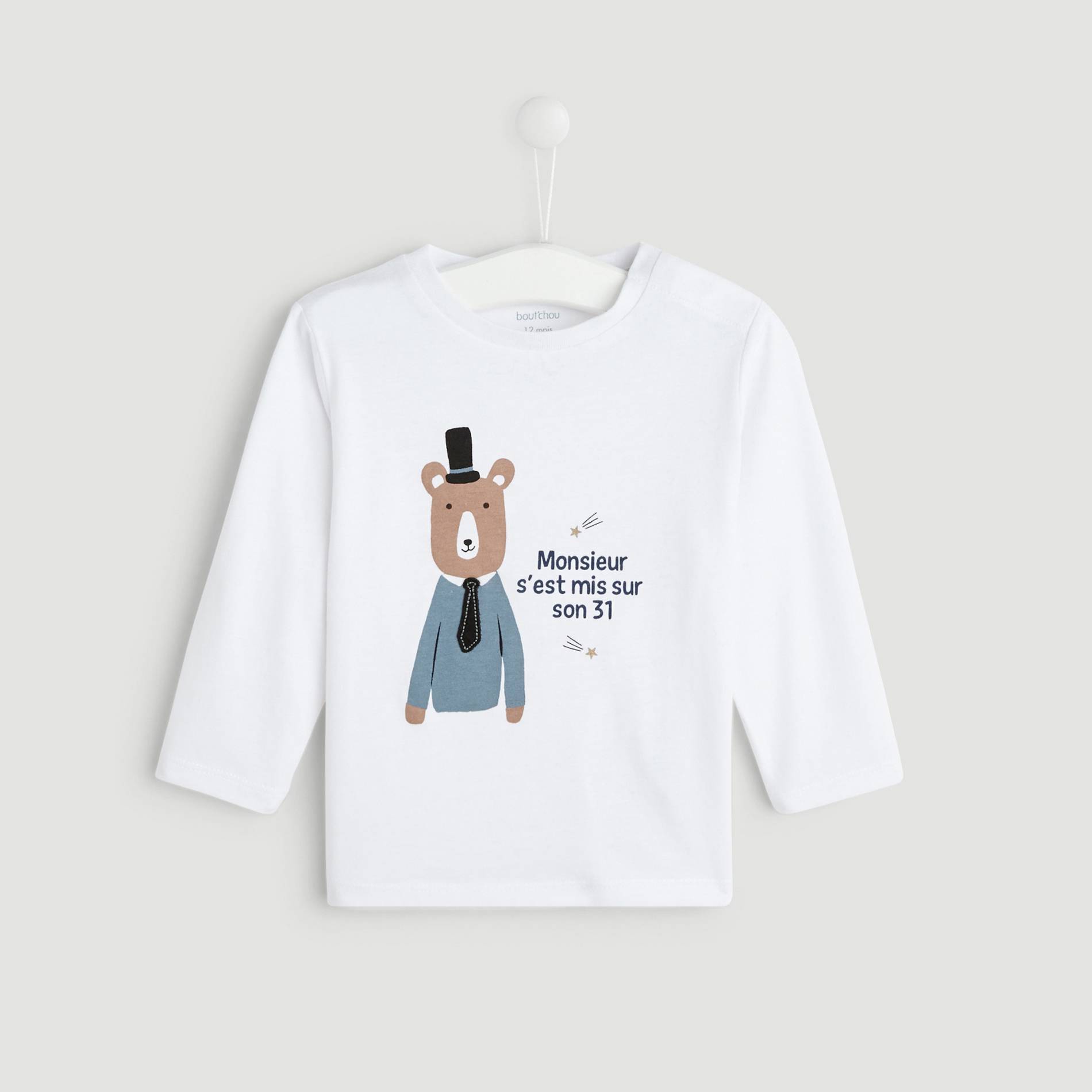 T-shirt manches longues imprime, Ecru, large image number 0