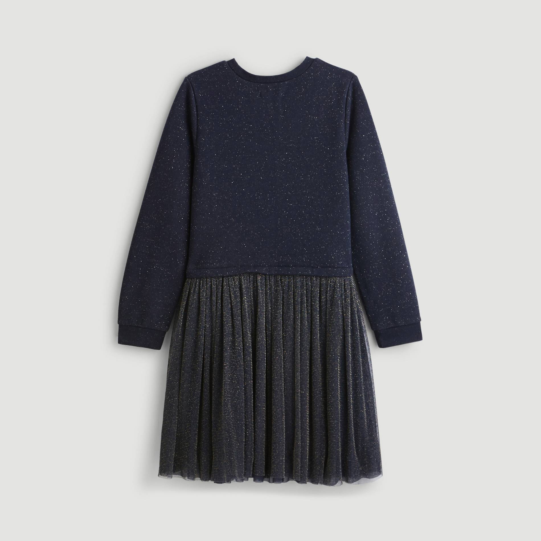 Robe en tulle et molleton, Bleu marine, large image number 1