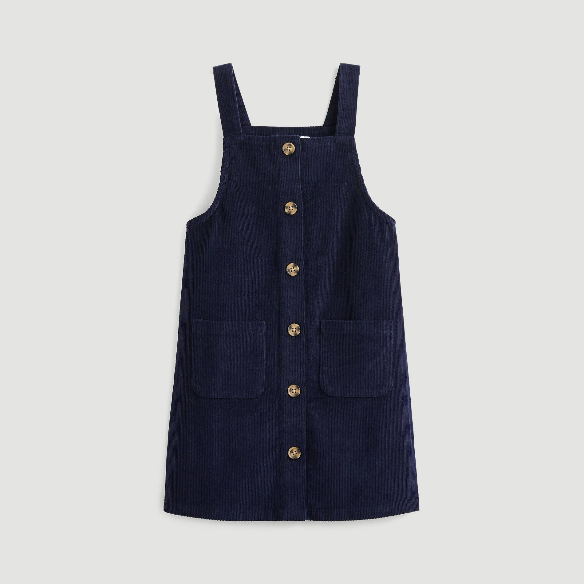 Robe salopette en velours, Bleu marine, large image number 0