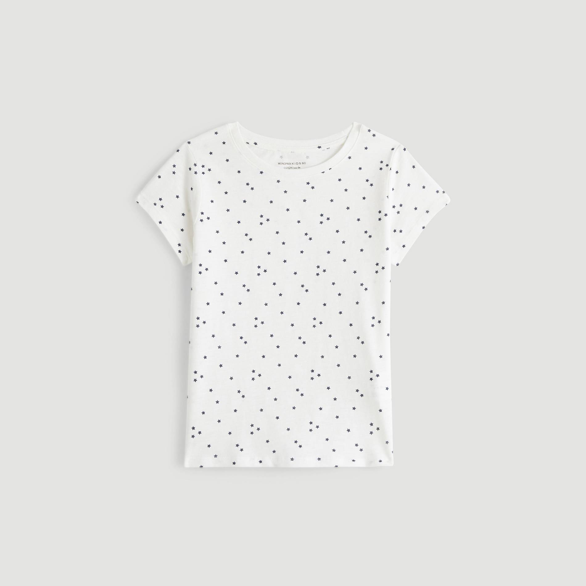 T-shirt manches courtes imprimé en coton BIO, Ecru, large image number 0
