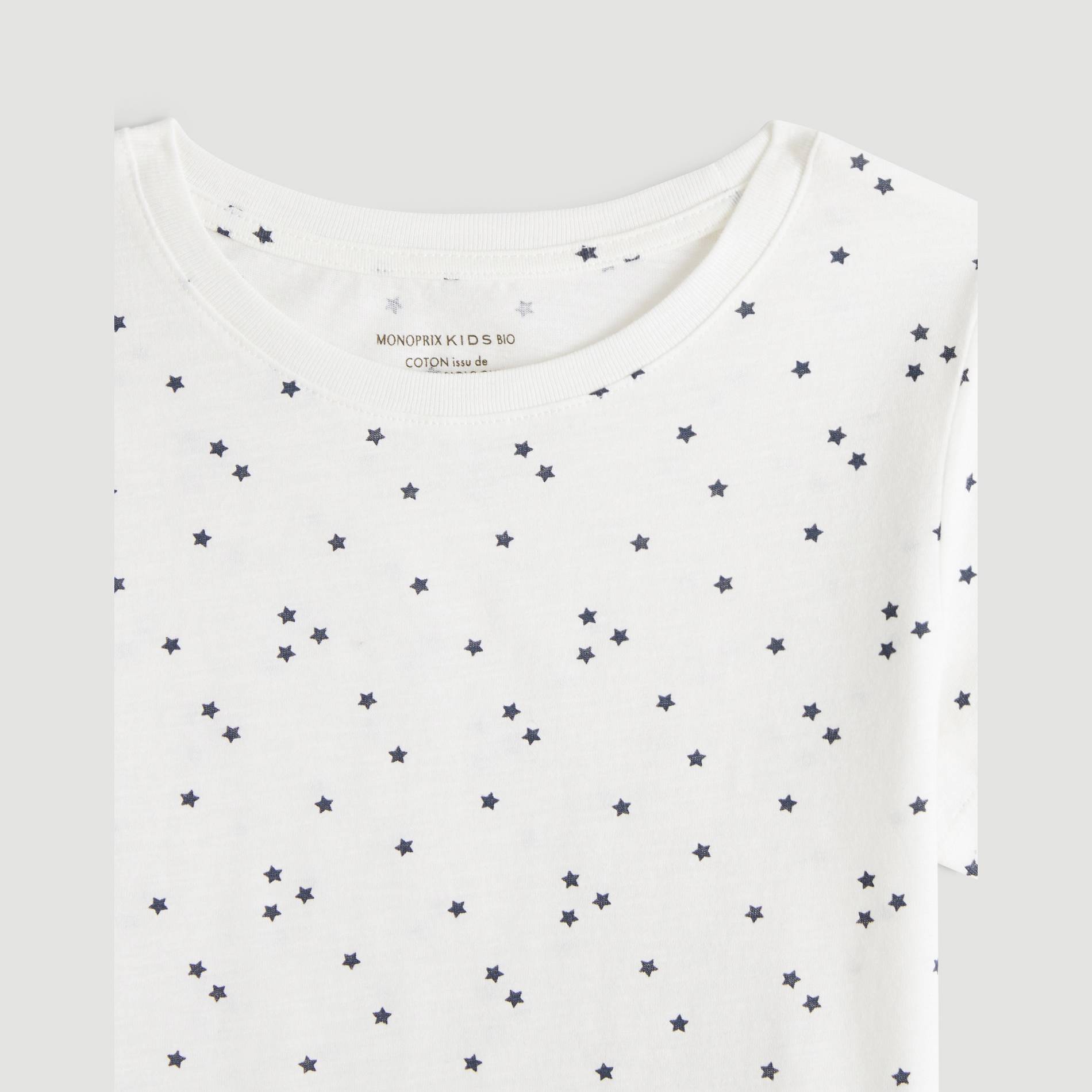 T-shirt manches courtes imprimé en coton BIO, Ecru, large image number 2.0