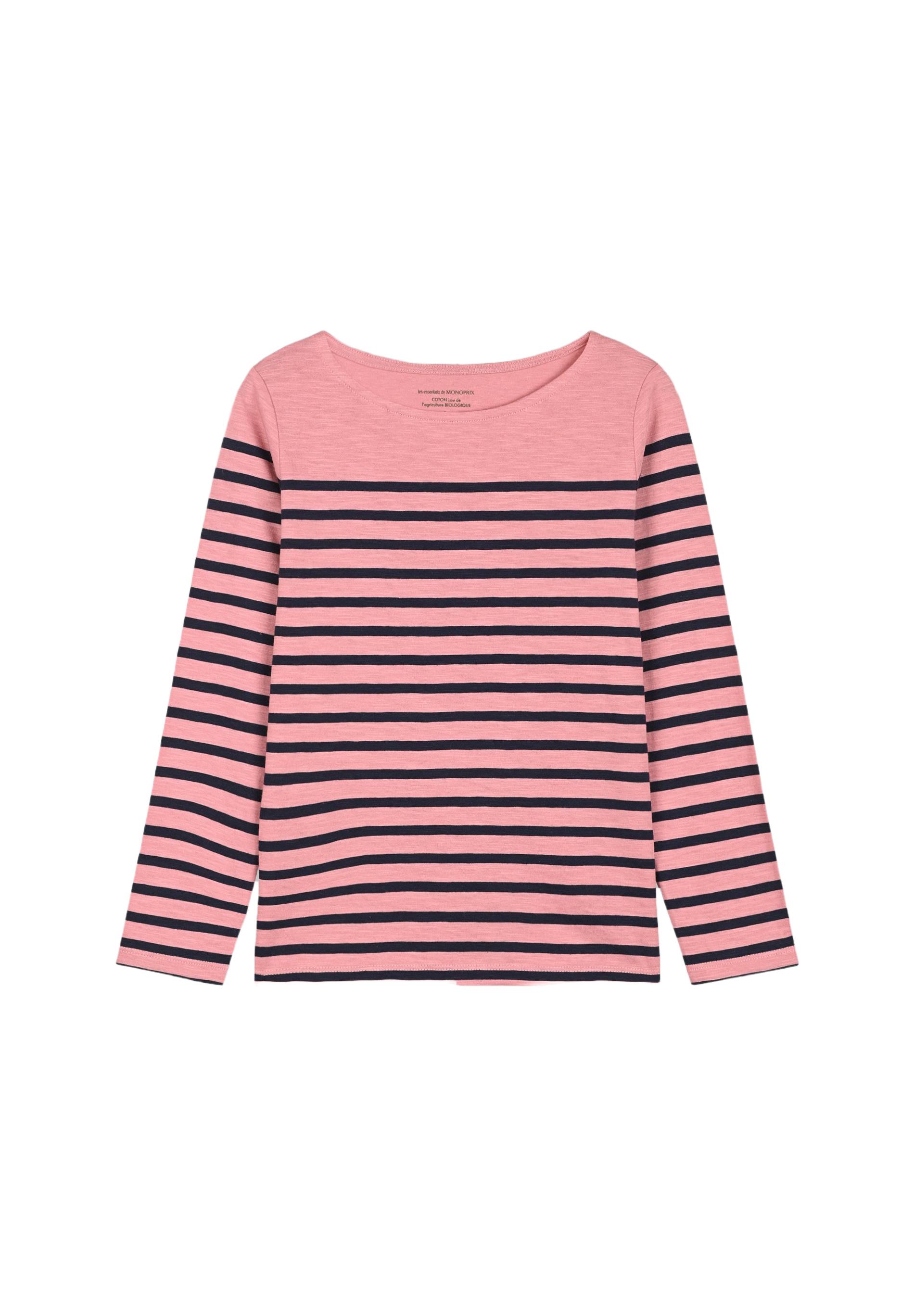Marinière en coton certifiée Oekotex, Rose, large image number 3