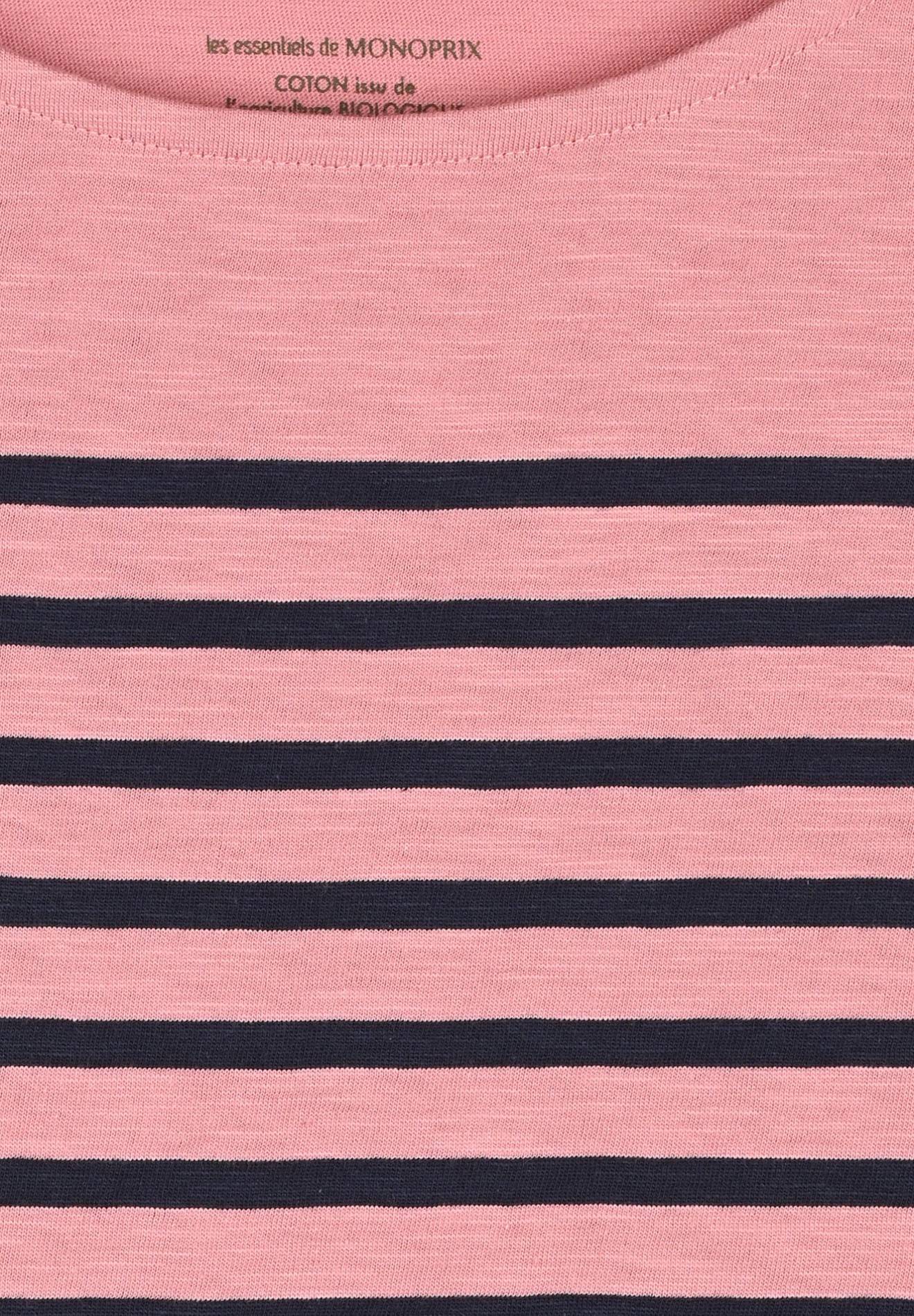 Marinière en coton certifiée Oekotex, Rose, large image number 5