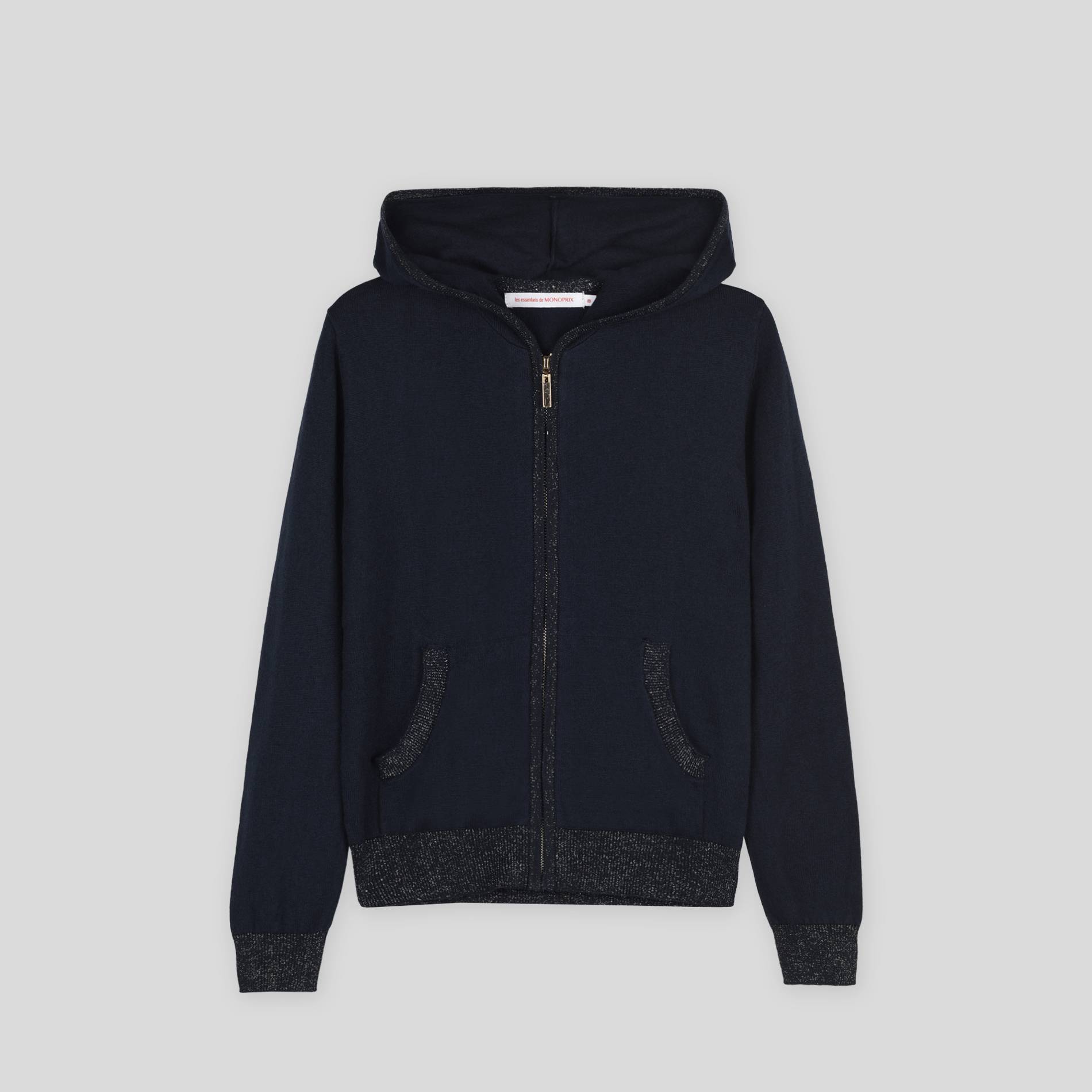 Cardigan à capuche, Bleu foncé, large image number 0.0