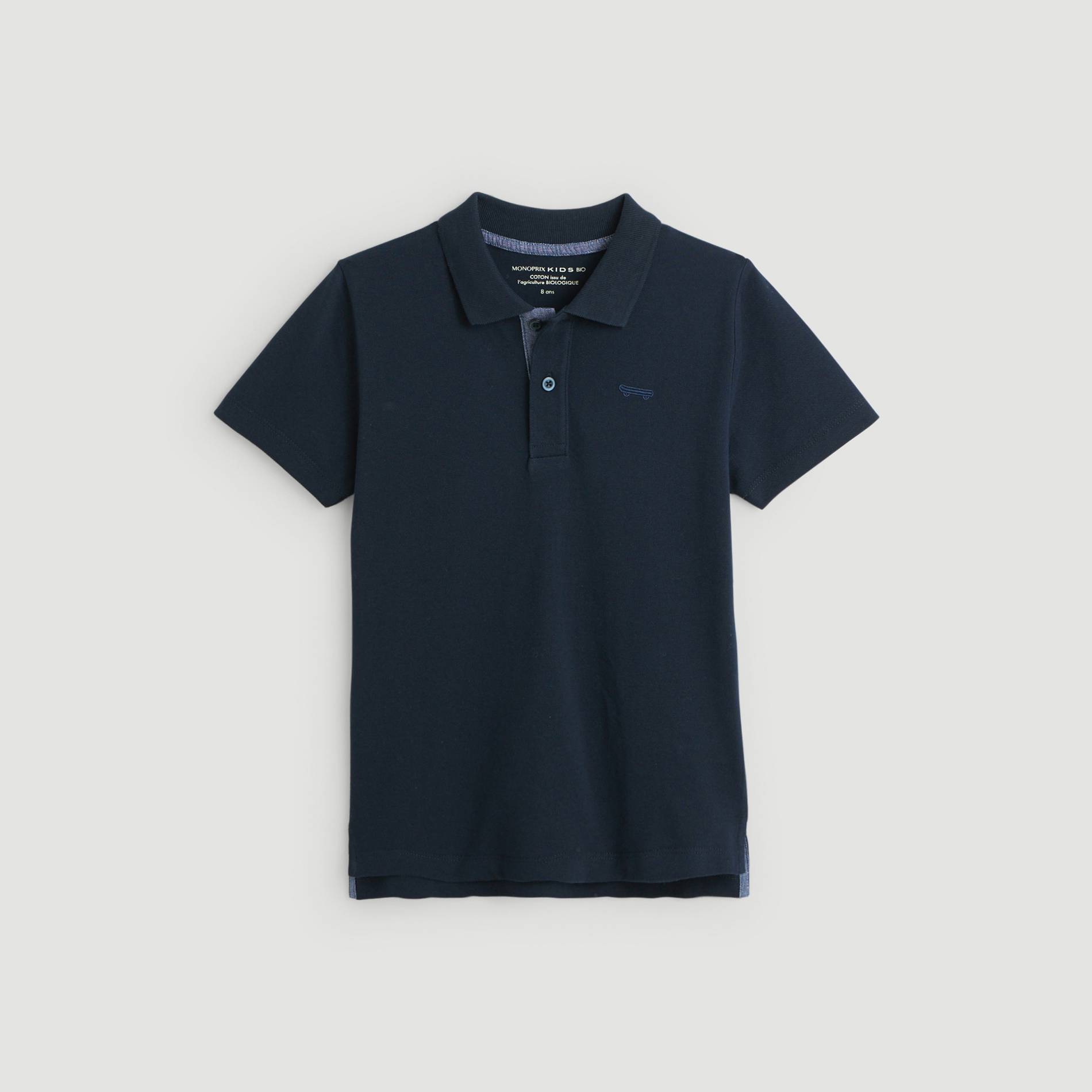 Polo piqué manches courtes en coton BIO, Bleu marine, large image number 0