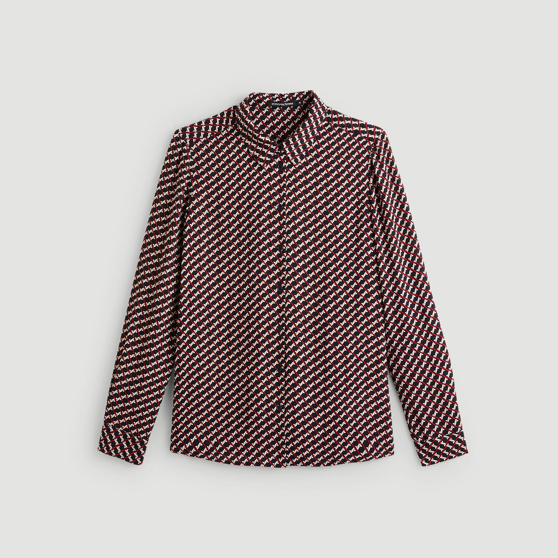 Chemise manches longues imprimee, Bleu marine, large image number 2