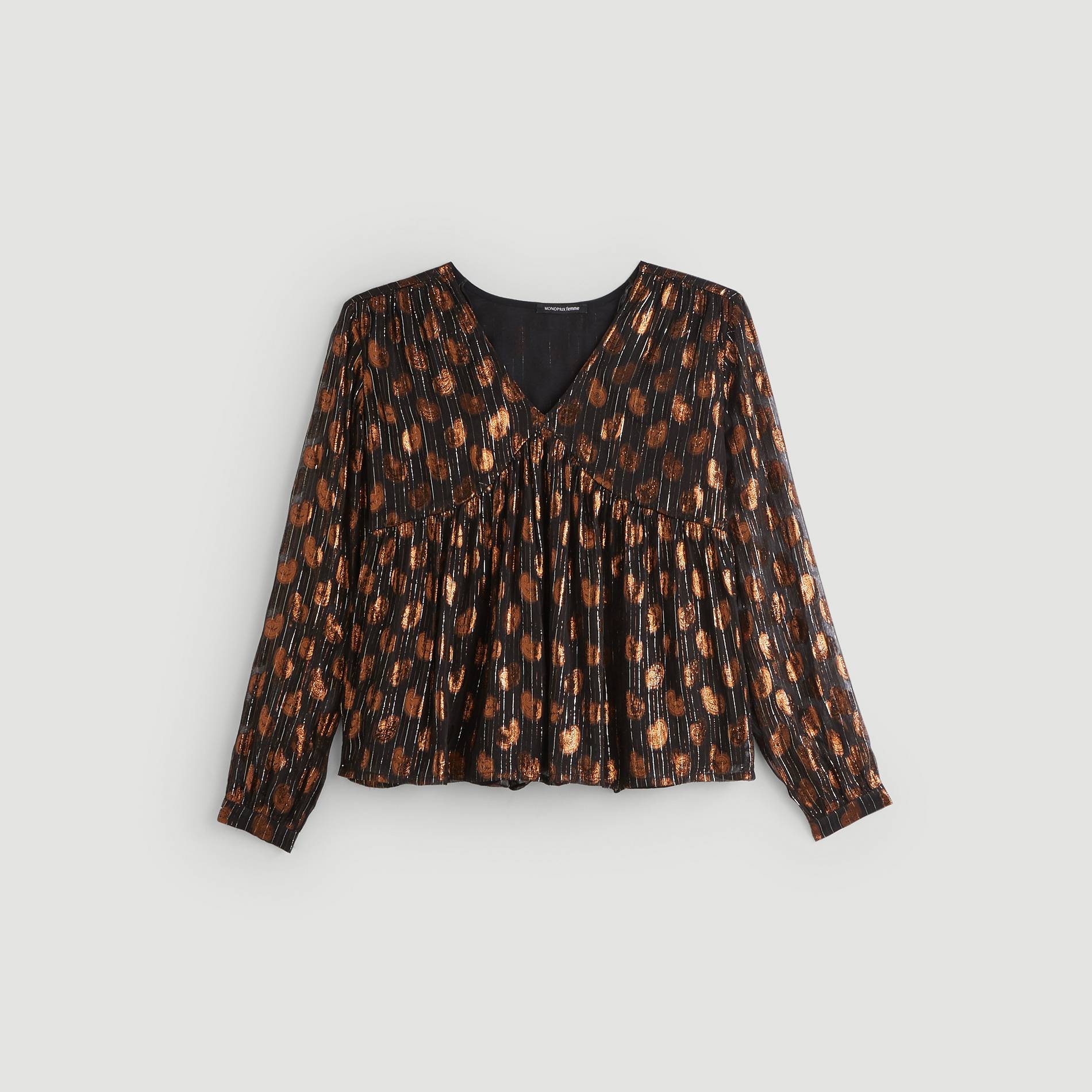 Blouse en jacquard, Noir, large image number 2.0