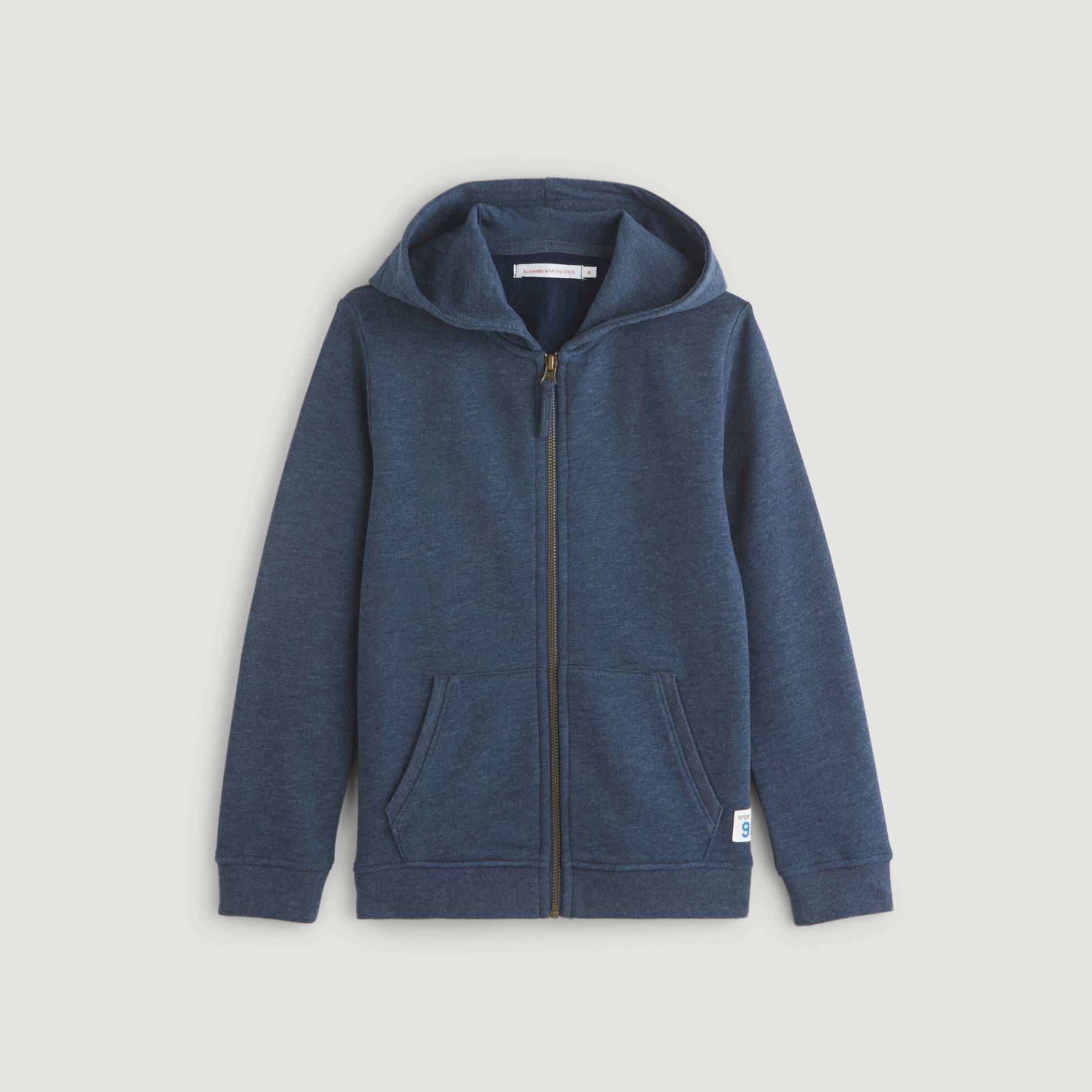 Sweat zippé en coton BIO, Bleu marine, large image number 0