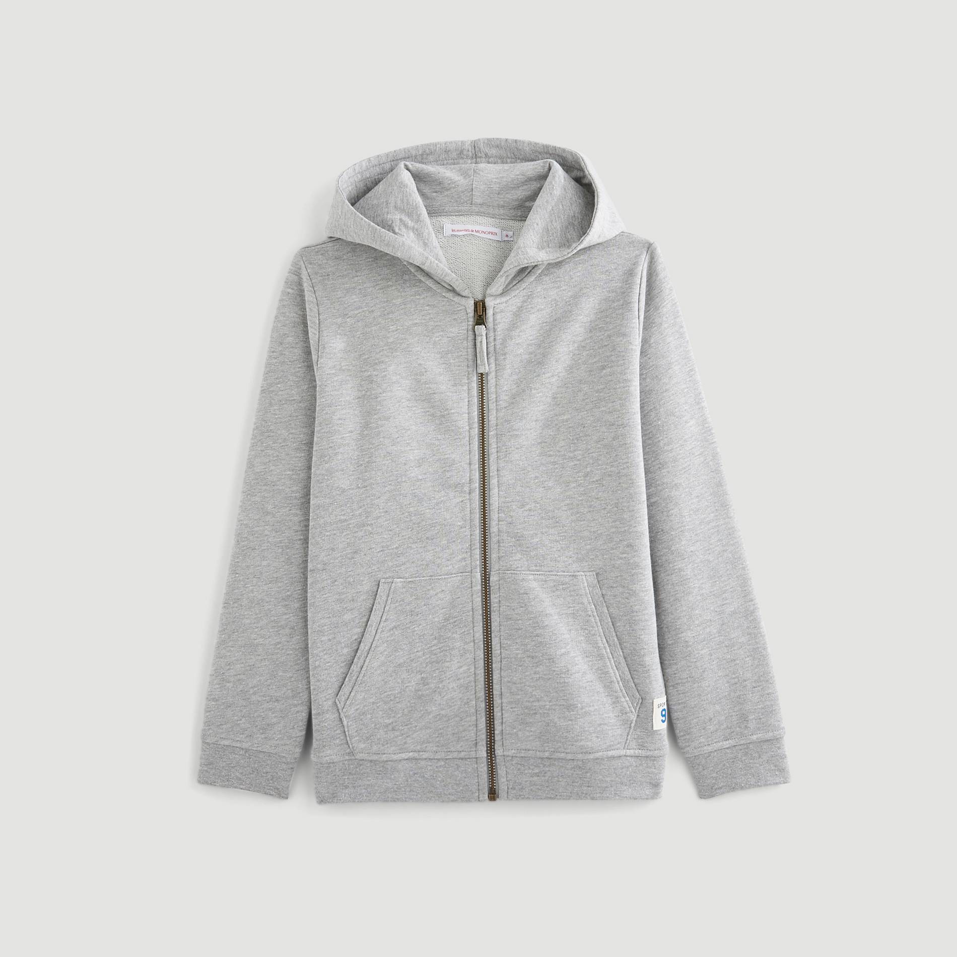 Sweat zippé en coton BIO, Gris clair, large image number 0