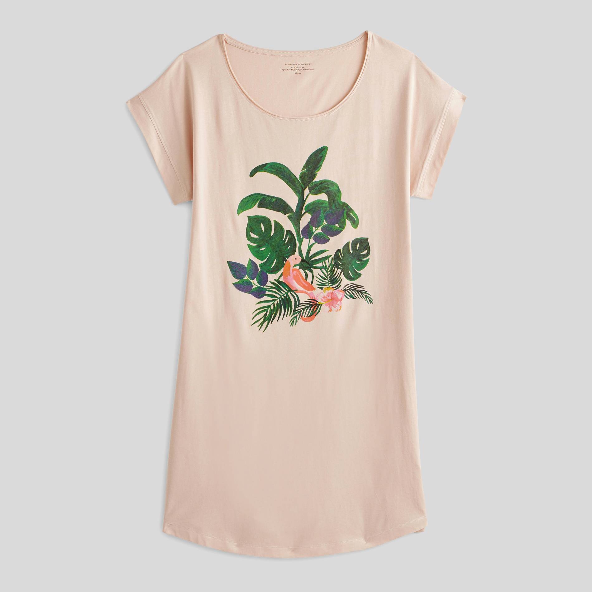 Chemise de nuit manches courtes, Rose pâle, large image number 2