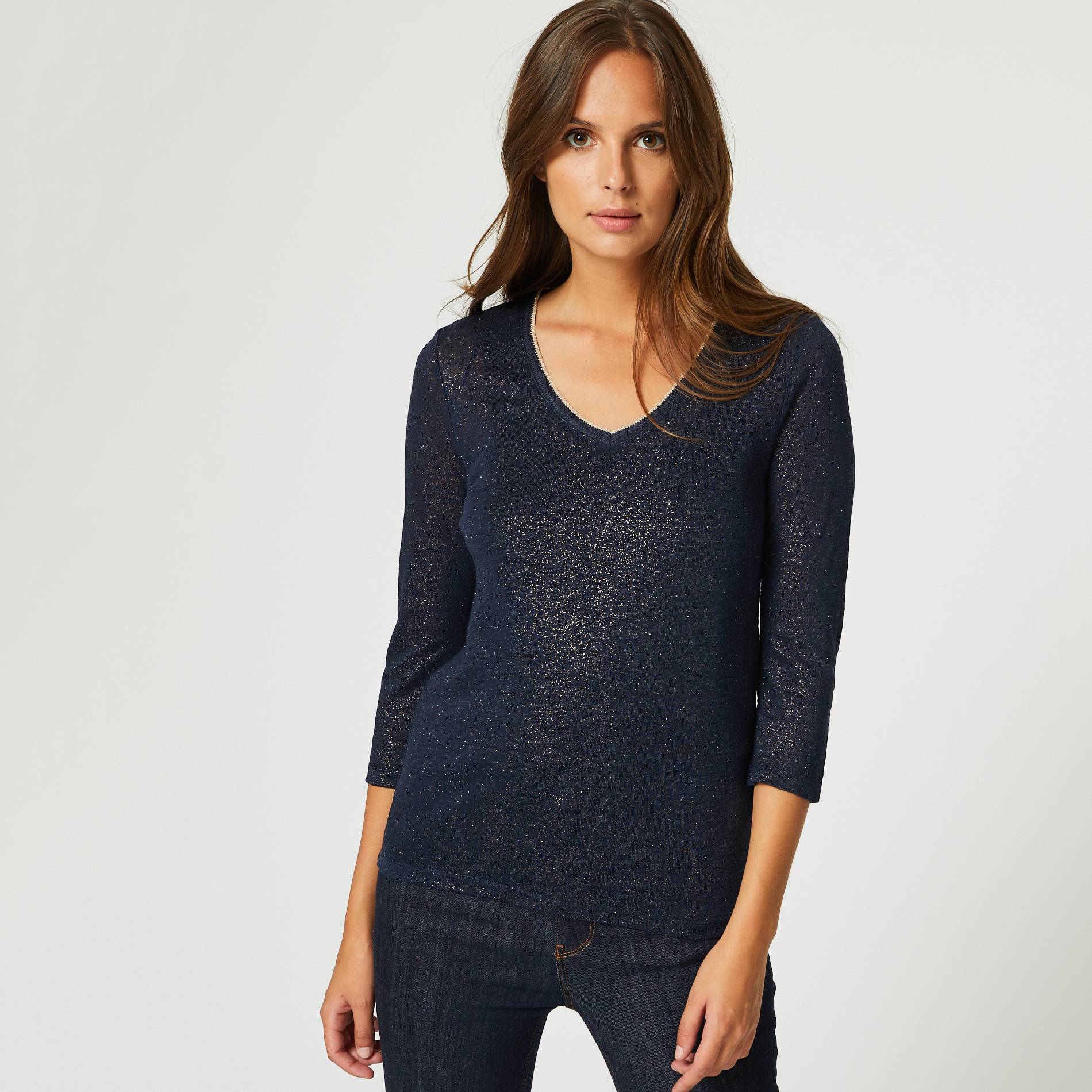 T-shirt en lin, Bleu marine, large image number 0