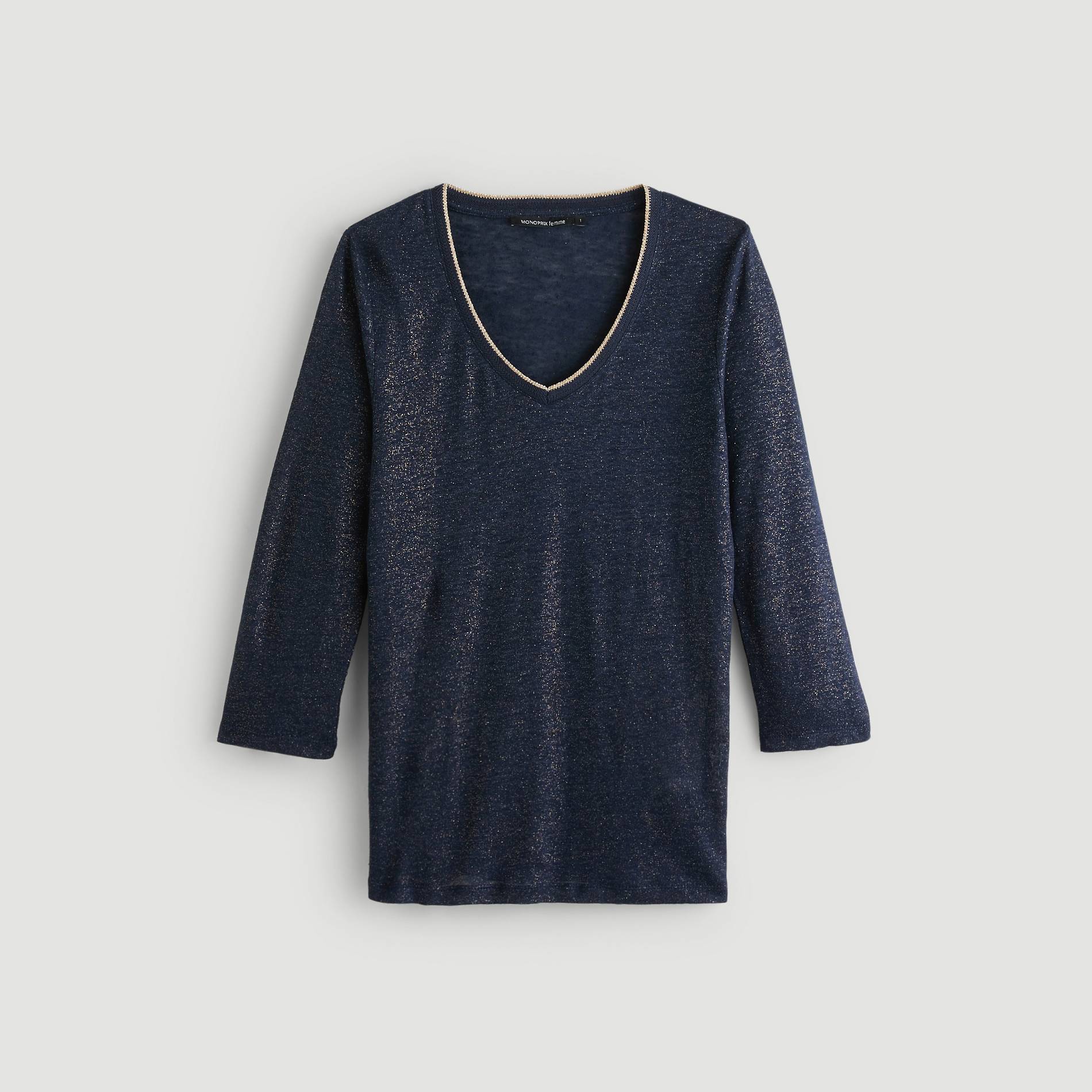 T-shirt en lin, Bleu marine, large image number 2.0