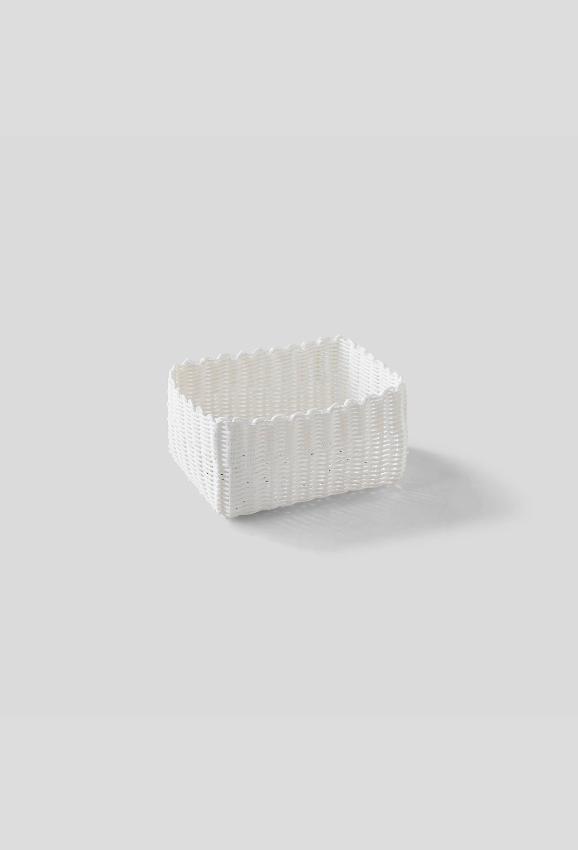 Panier rectangulaire en scoubidou (3 tailles disponibles), Blanc, large image number 0