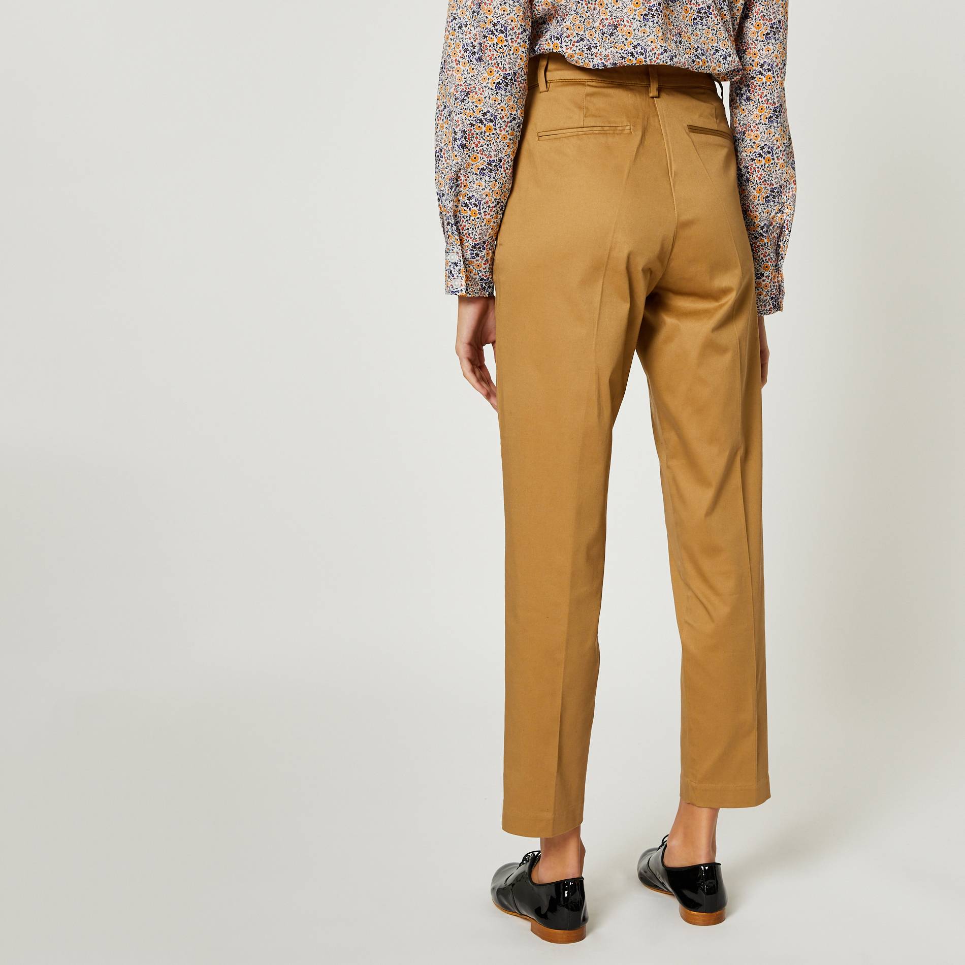 Pantalon 7/8 stretch en coton, Brun clair, large image number 1