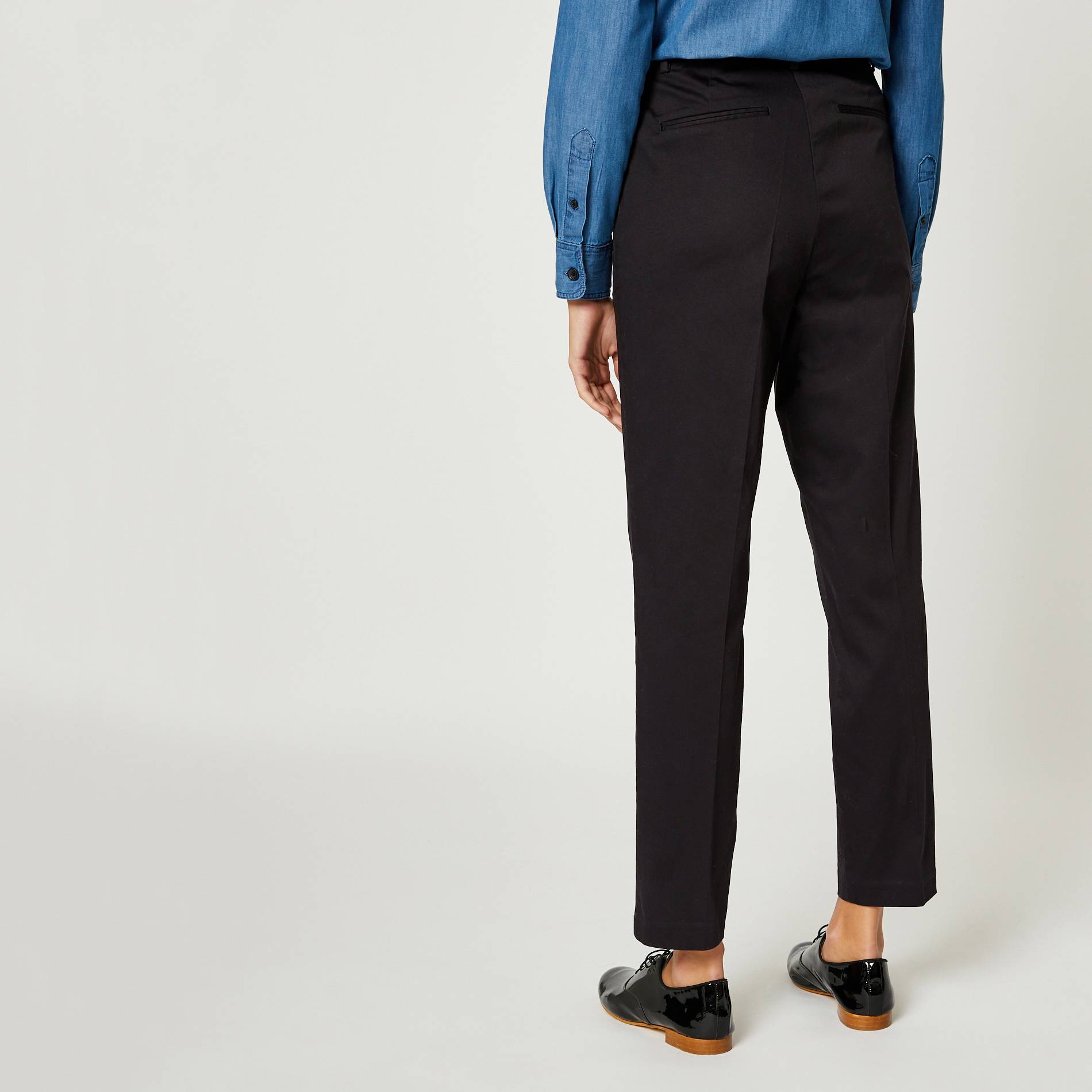 Pantalon 7/8 stretch en coton, Noir, large image number 1.0