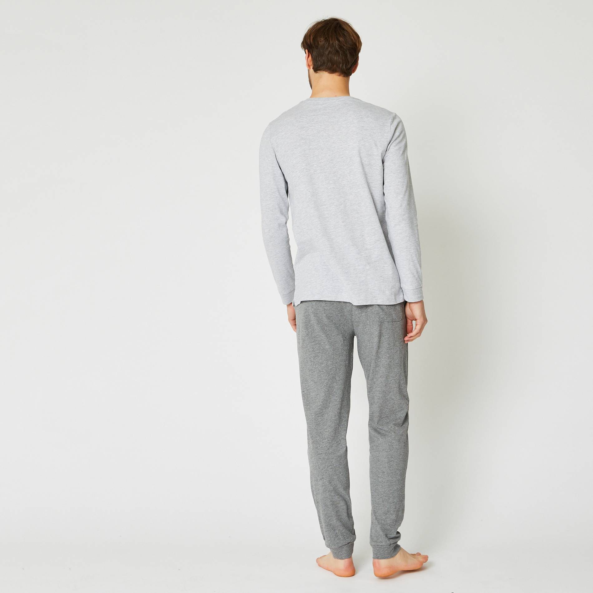 Pyjama long en coton BIO, Gris moyen, large image number 1.0