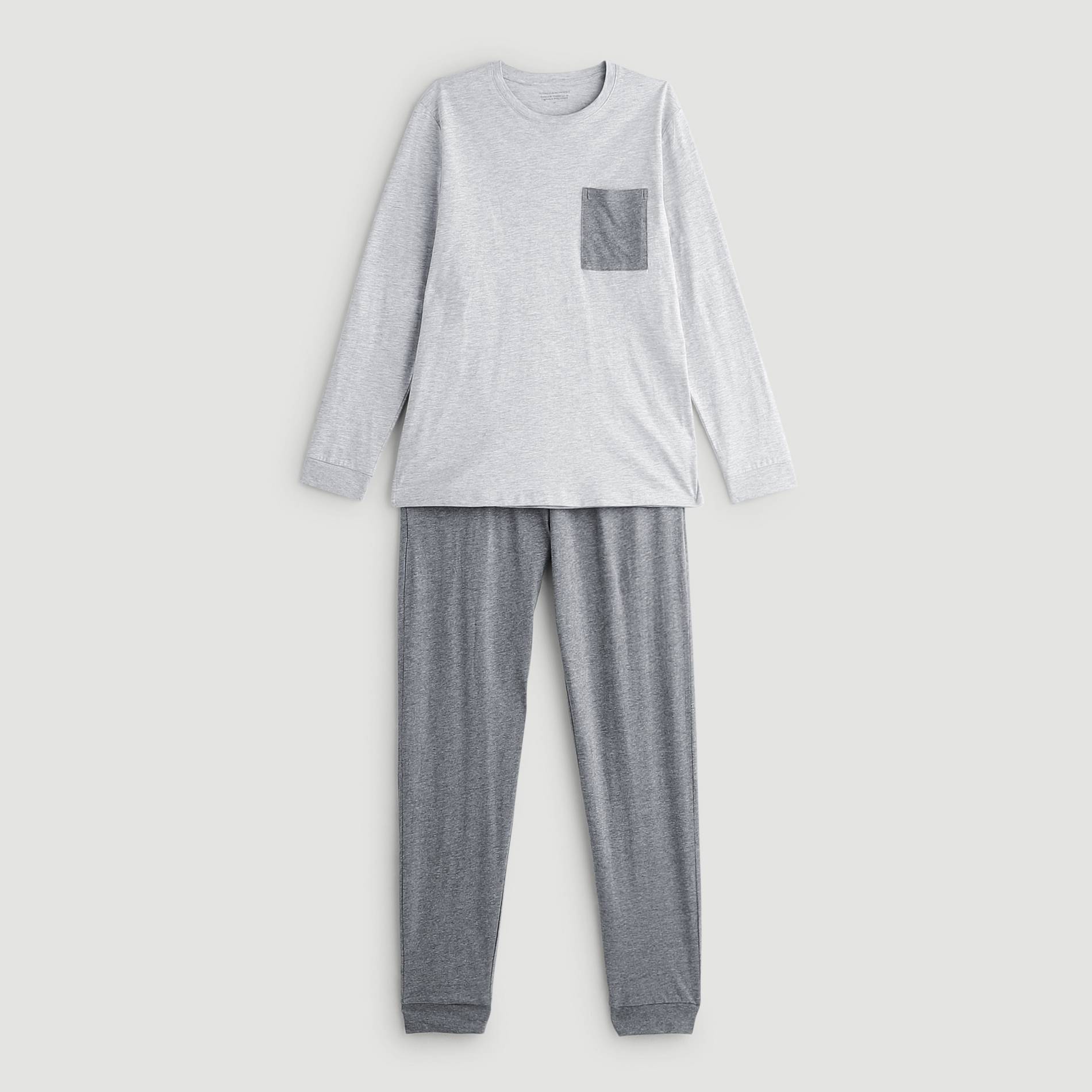 Pyjama long en coton BIO, Gris moyen, large image number 2