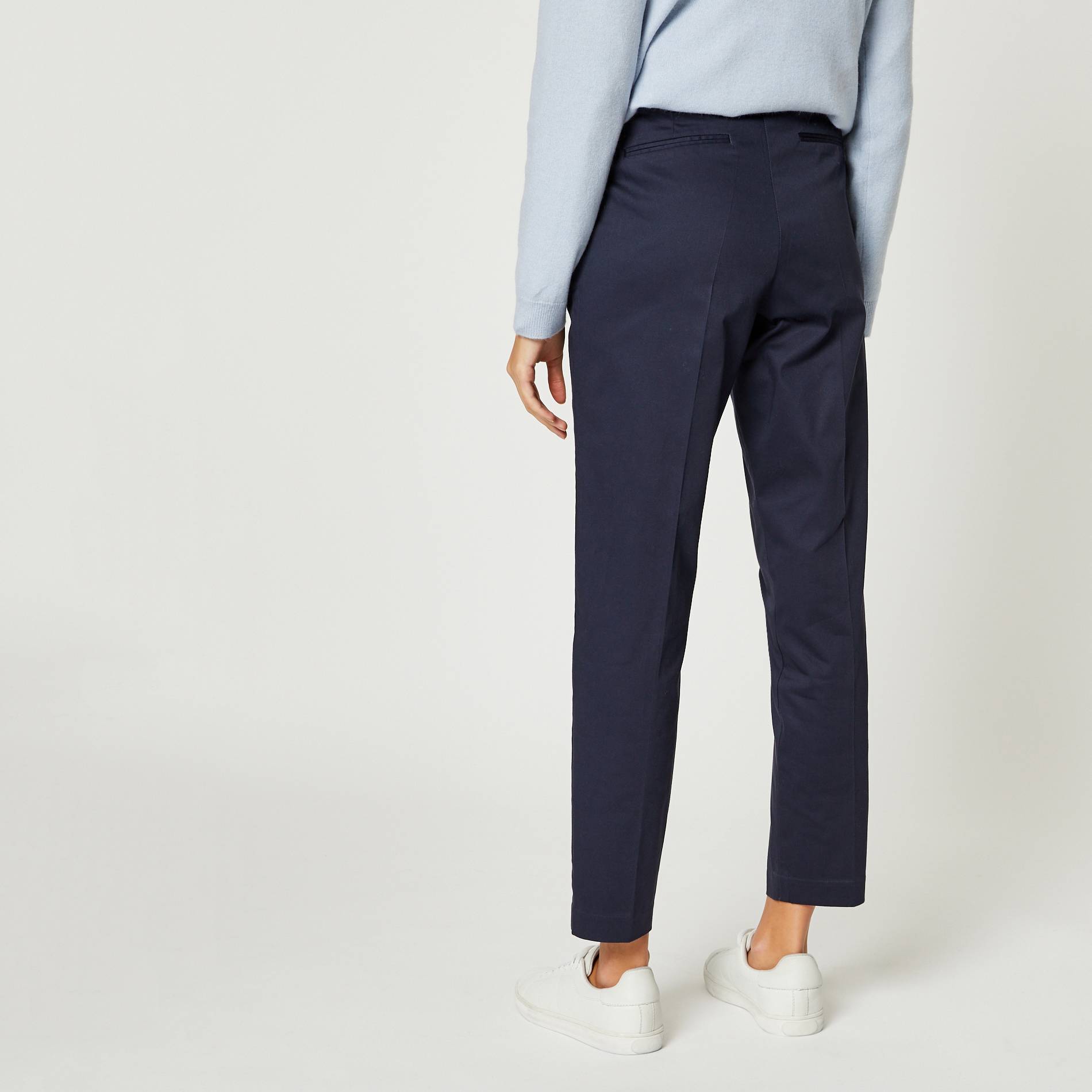 Pantalon 7/8 stretch en coton, Bleu marine, large image number 1