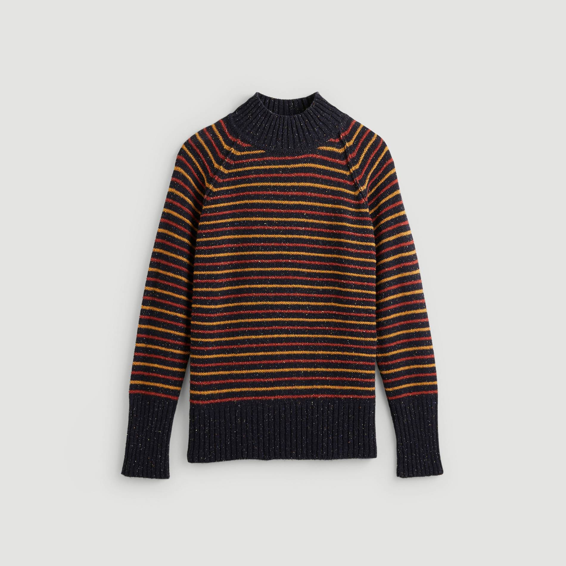 Pull col montant raye multicolore, Bleu marine, large image number 2.0