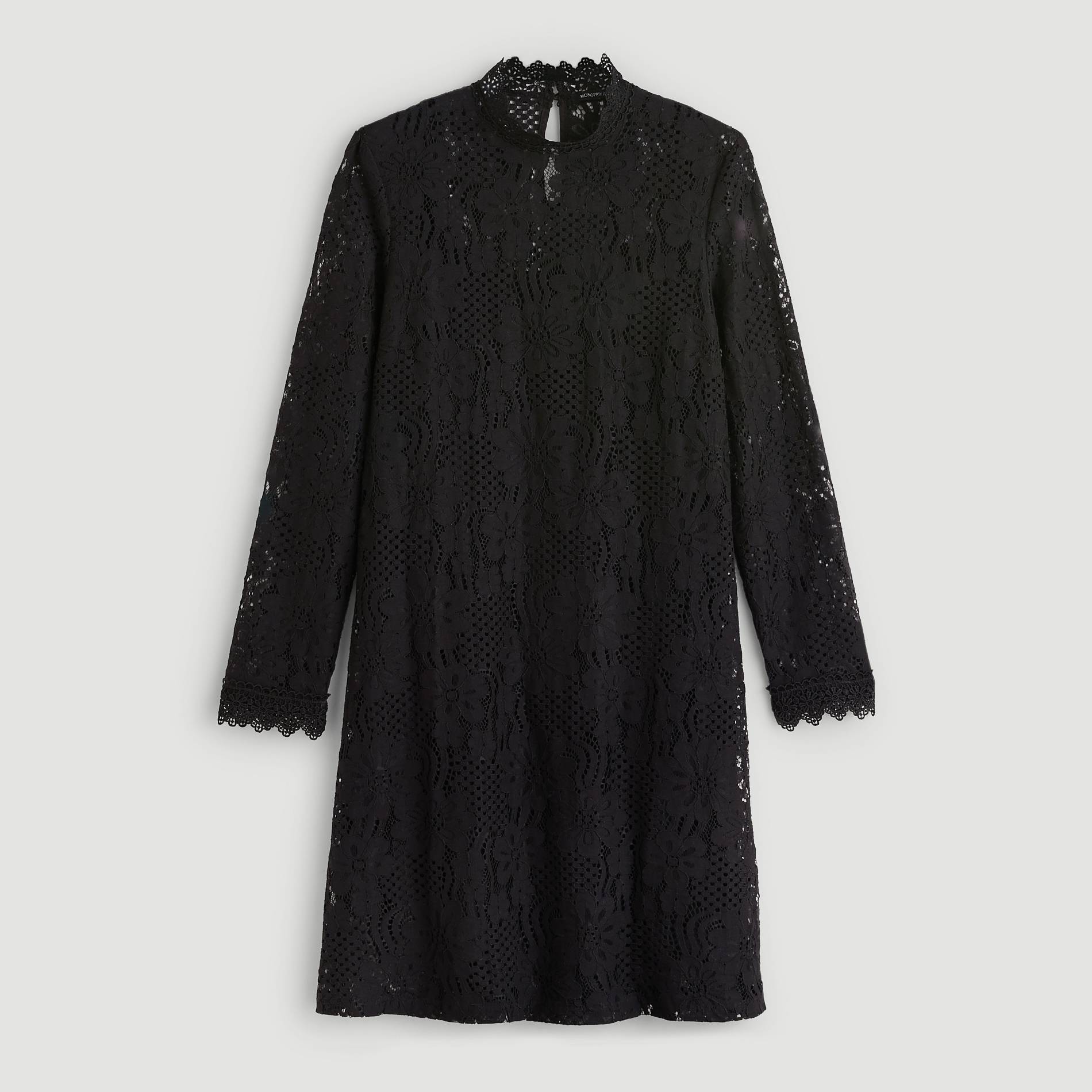 Robe courte en dentelle, Noir, large image number 2.0