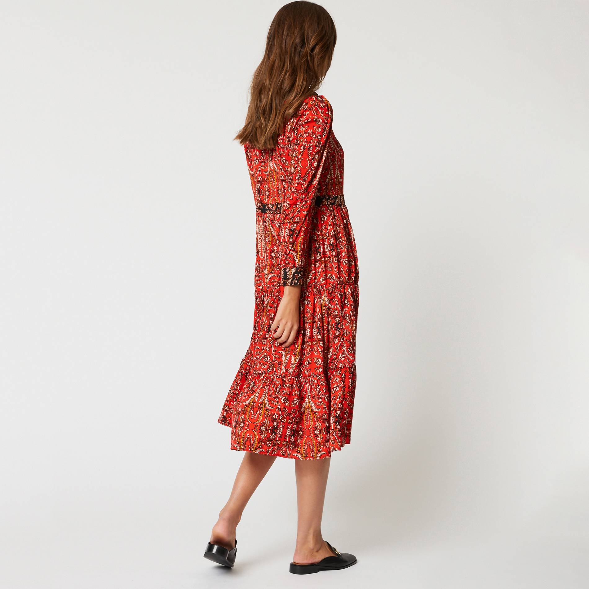 Robe manches longues col chemise, Rouge, large image number 1