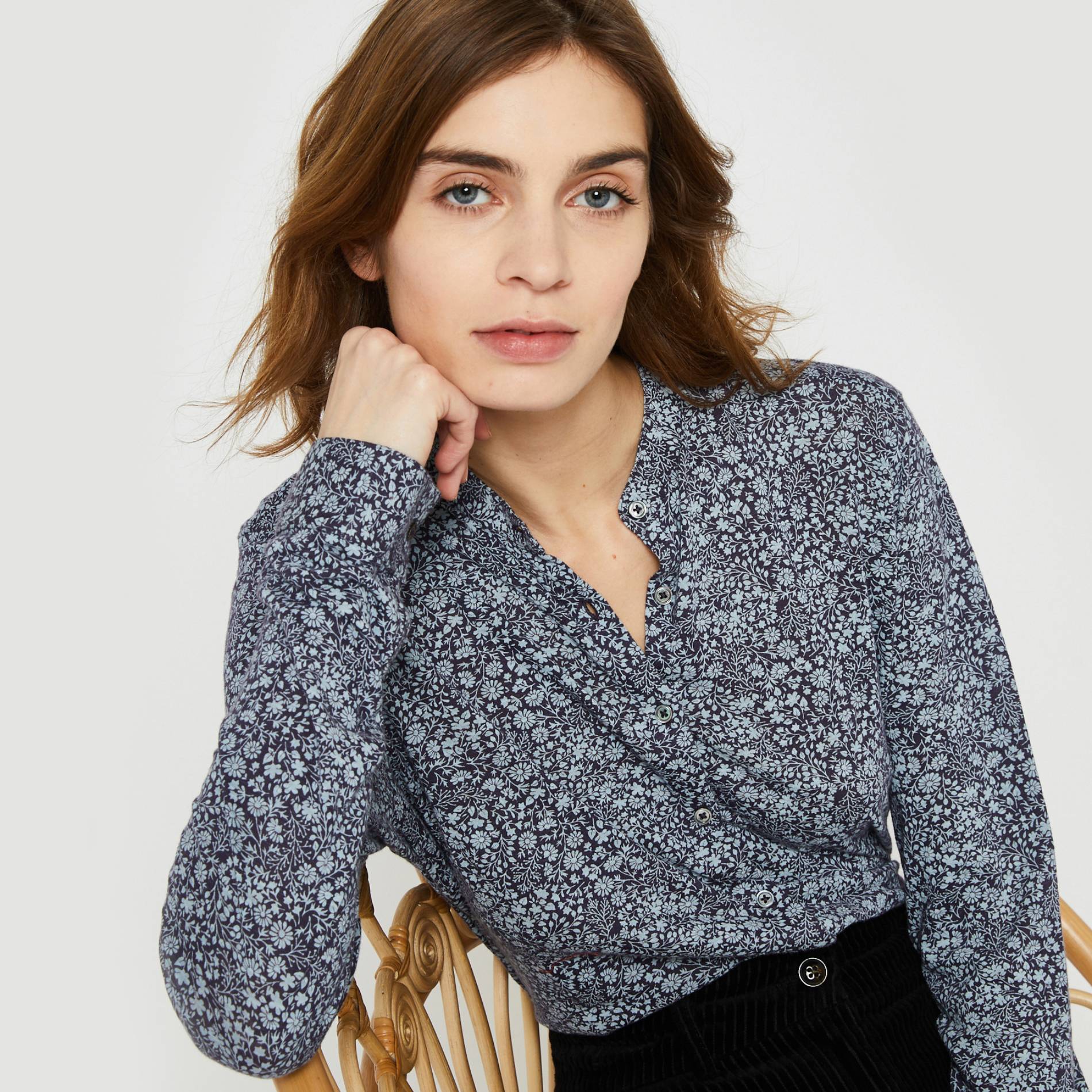 Chemise imprimée, Bleu marine, large image number 0