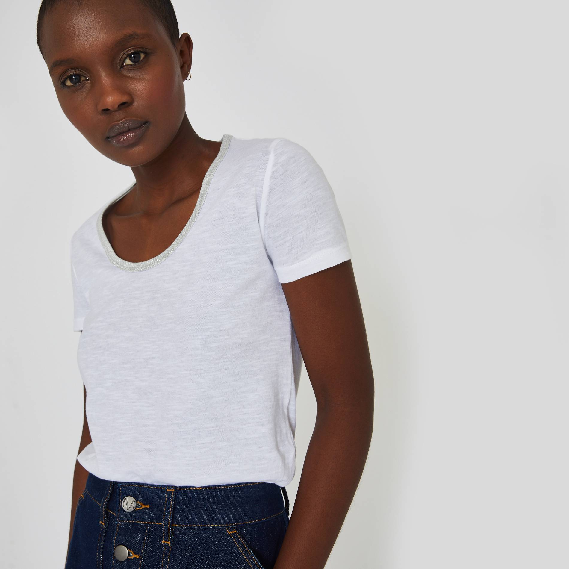 T-shirt en coton flammé BIO, Blanc, large image number 0.0