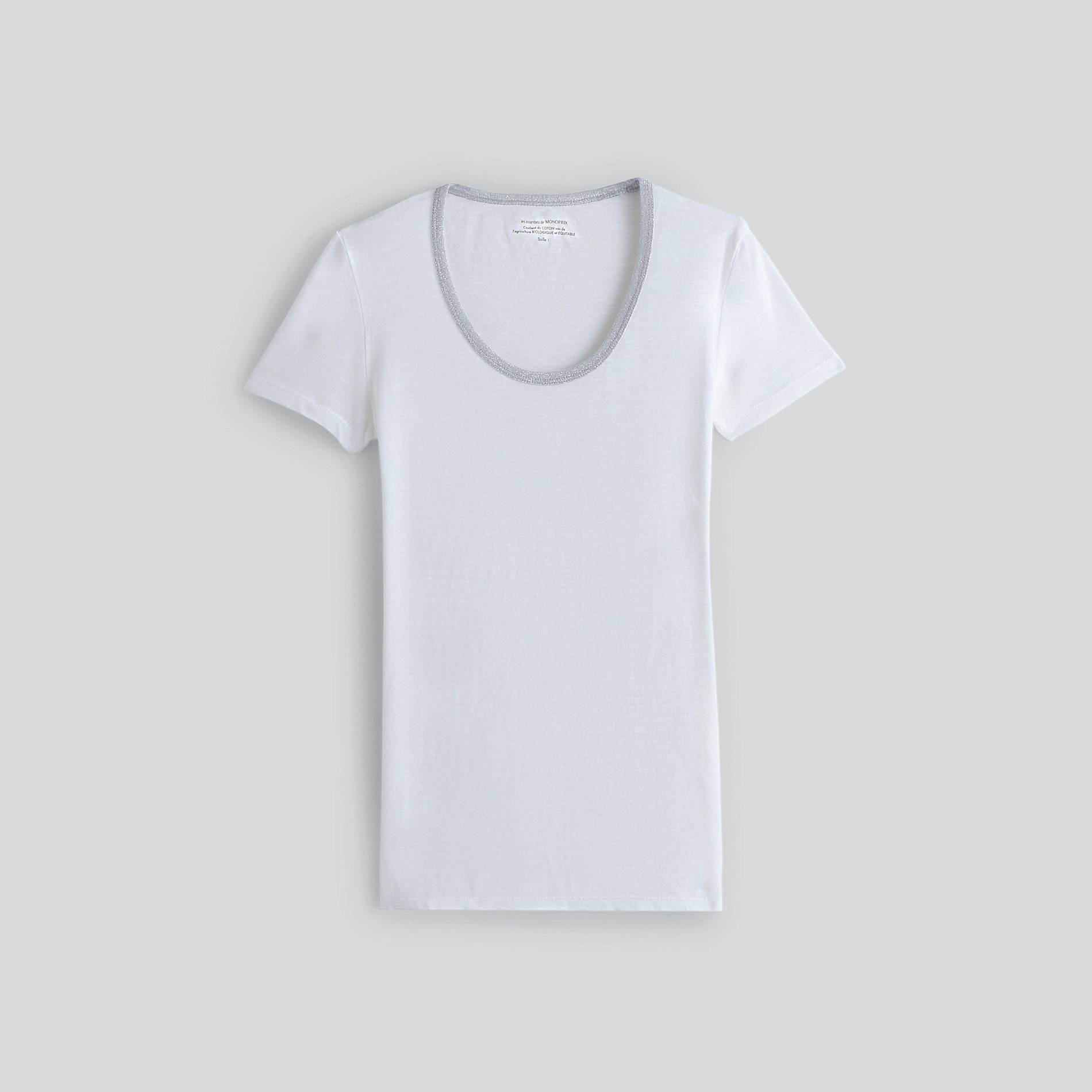T-shirt en coton flammé BIO, Blanc, large image number 2